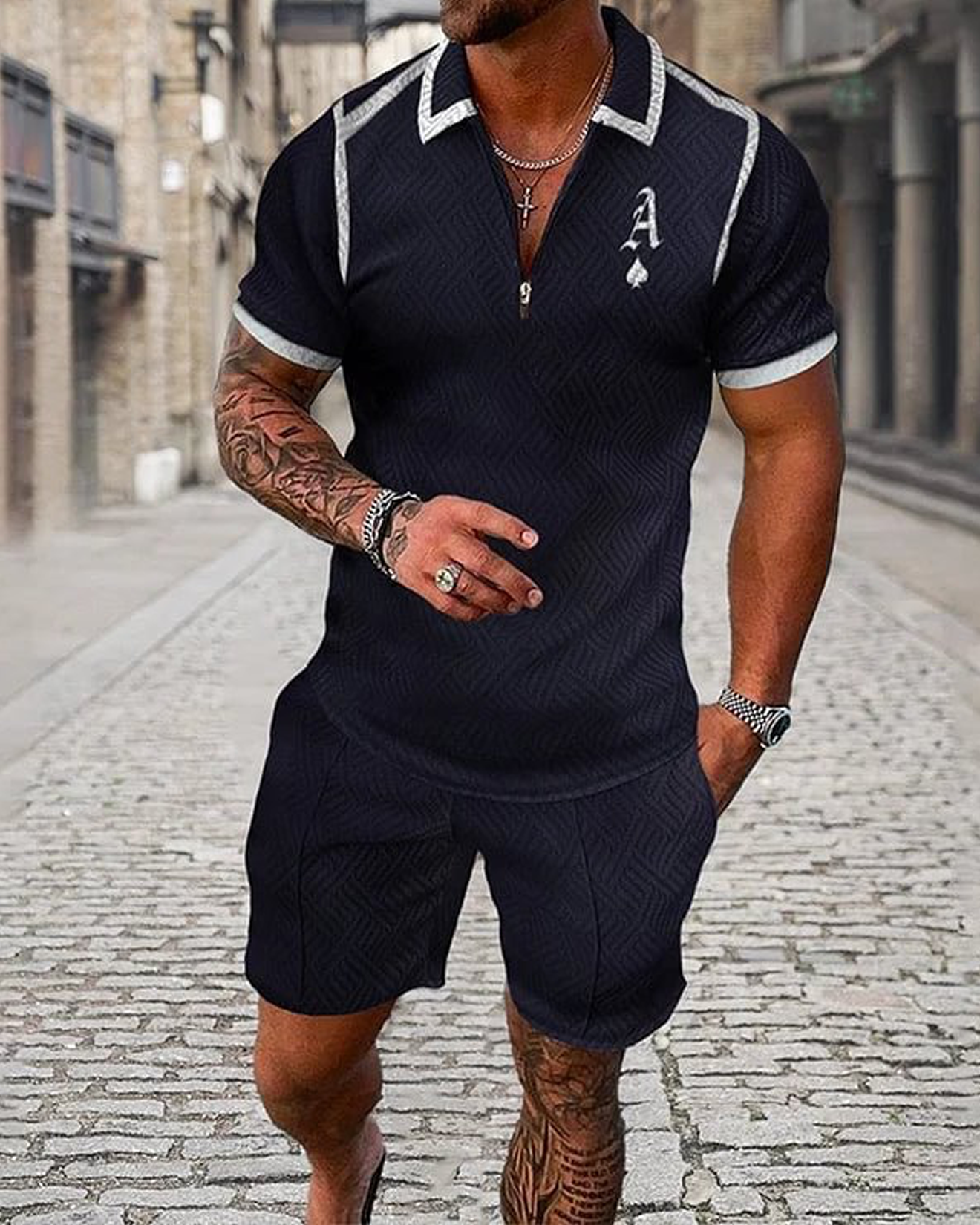 Ace of Spades Polo Shirt And Shorts Co-Ord