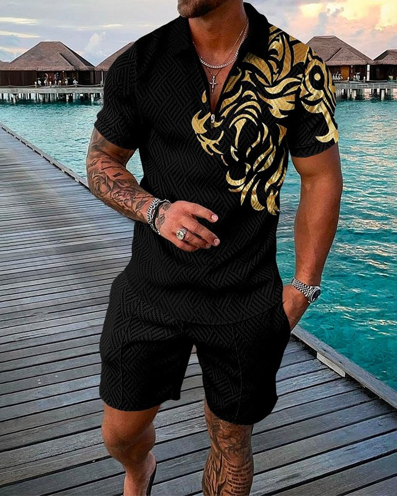 Beast Energy Polo Shirt And Shorts Co-Ord