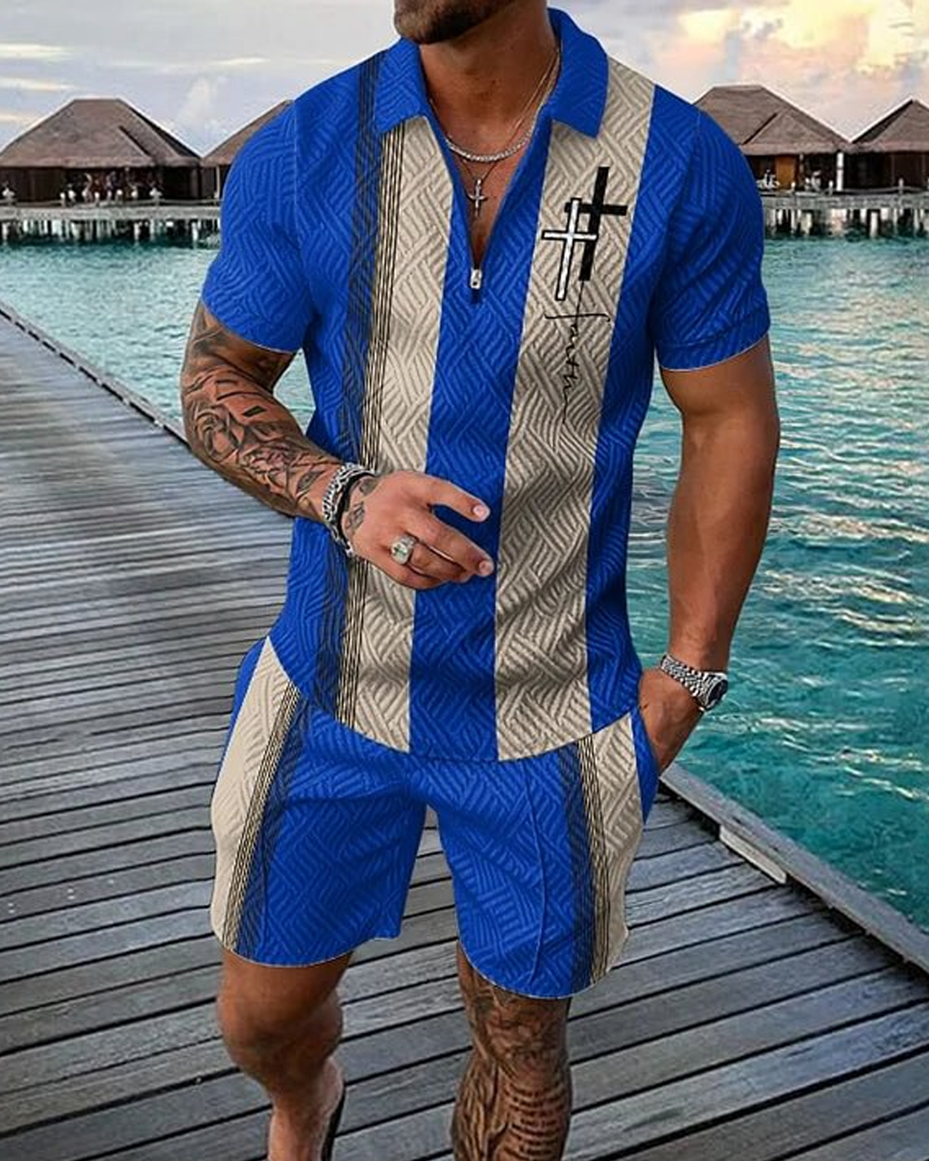 Cross Faith Polo Shirt And Shorts Co-Ord