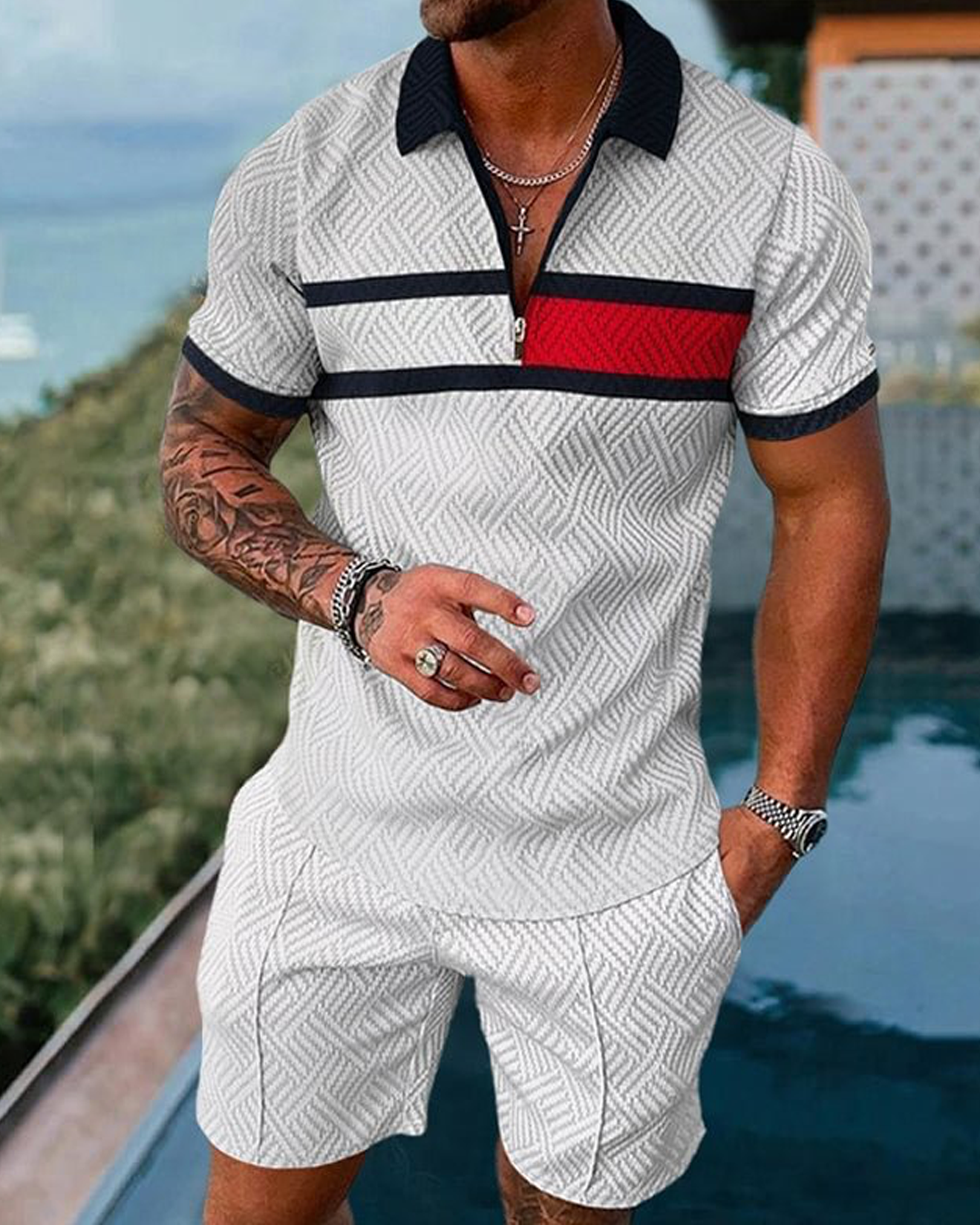 Men's Casual Outdoor American Polo Suit