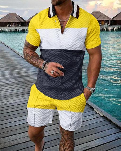 Men's Casual Mellow Yellow Polo Suit