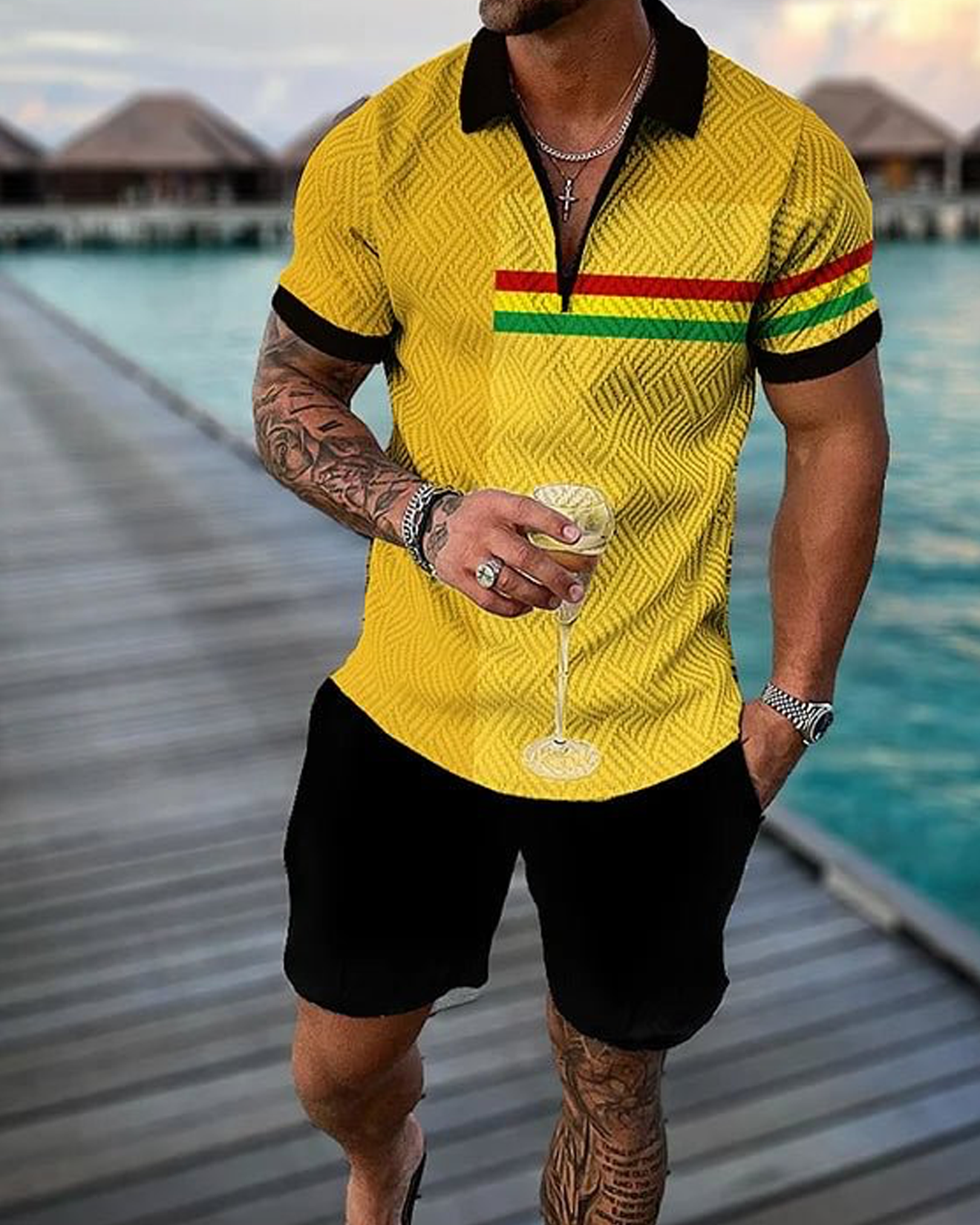Reggae Polo Shirt And Shorts Co-Ord