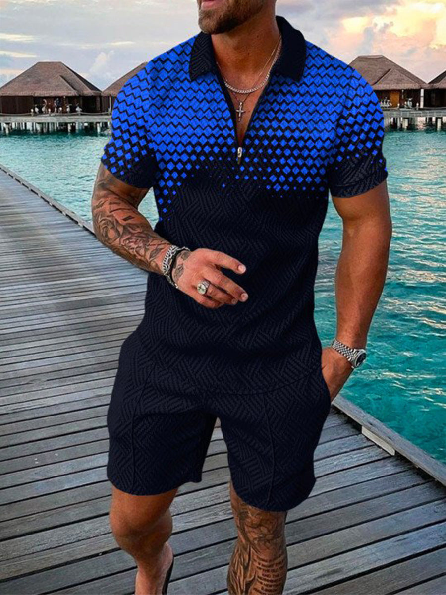 Men's Casual Club Scene Patterned Polo Suit