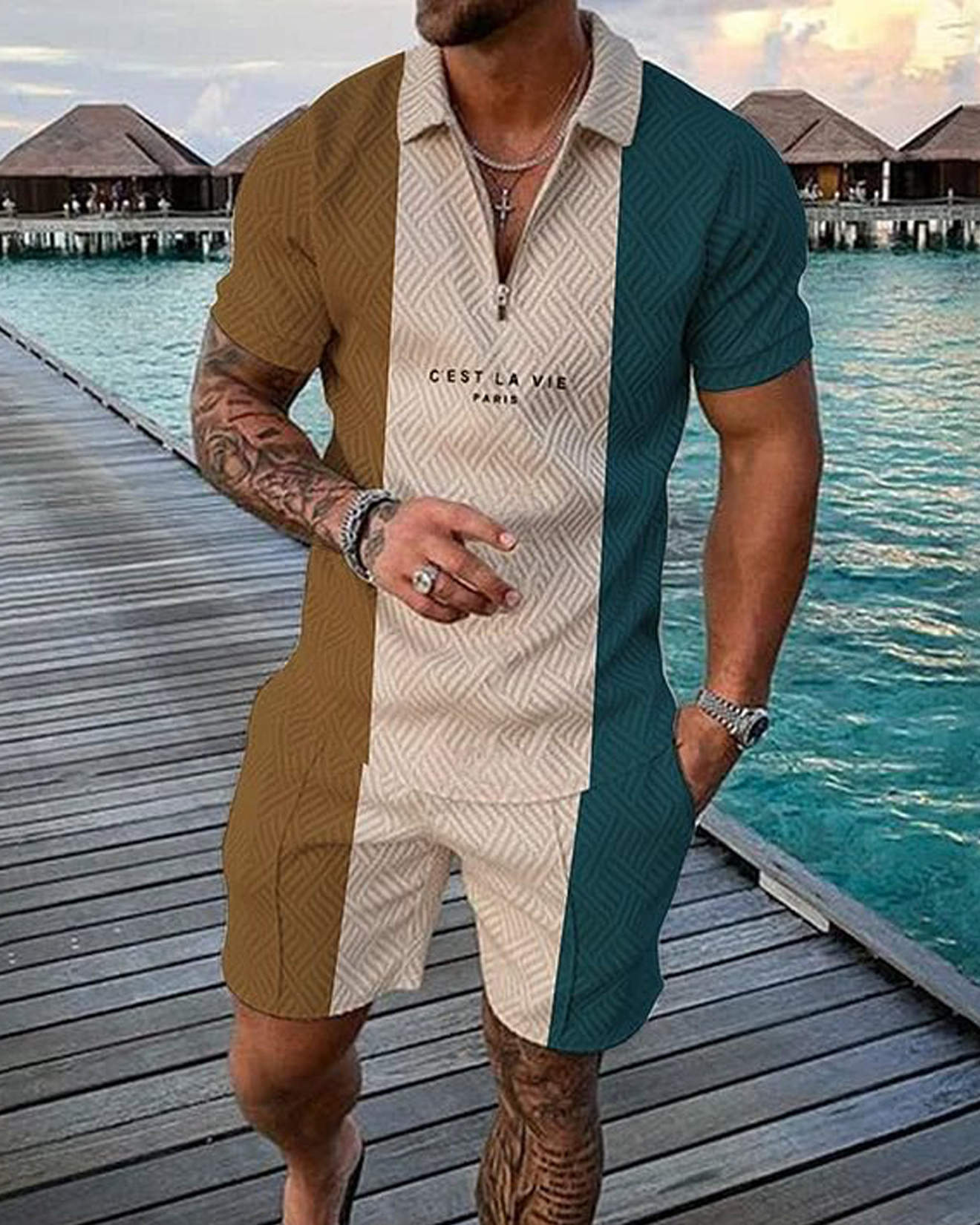 C'EST LA VIE Polo Shirt And Shorts Co-Ord