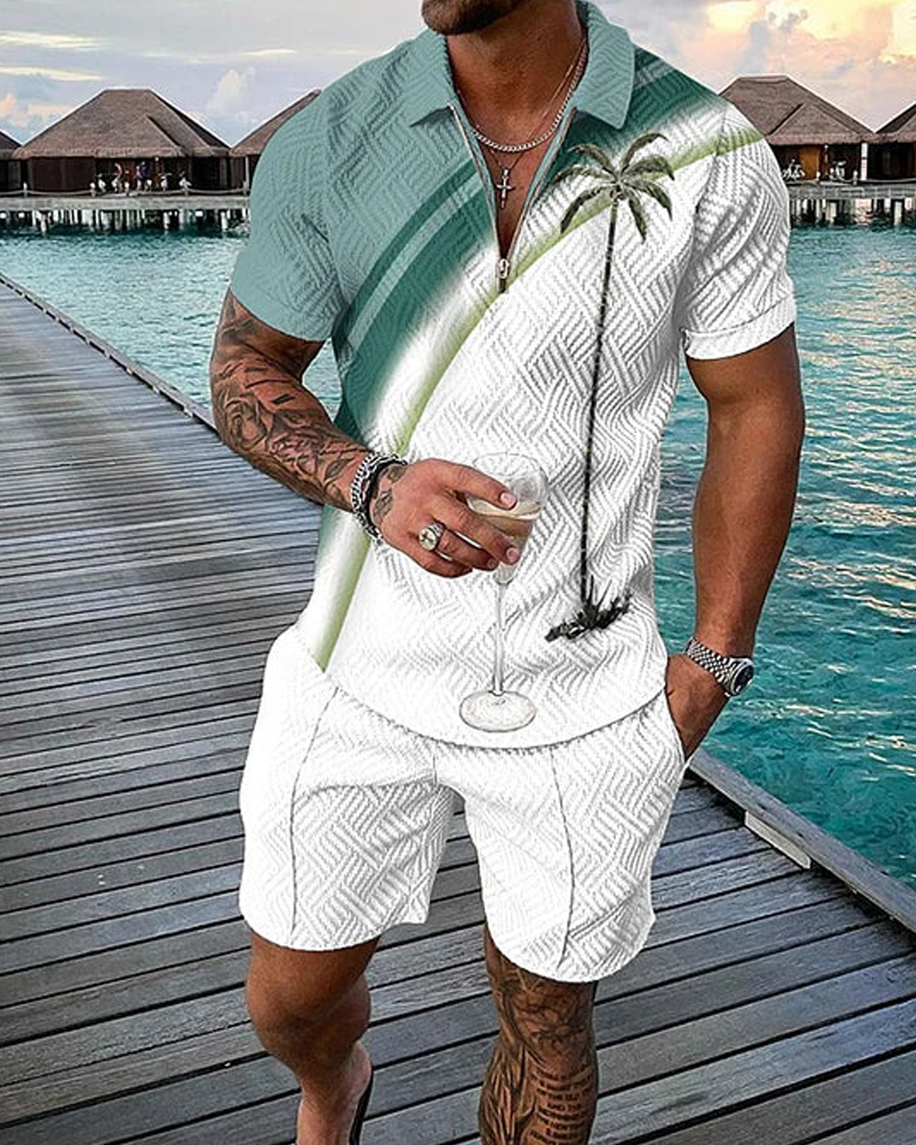 Tropicana Polo Shirt And Shorts Co-Ord