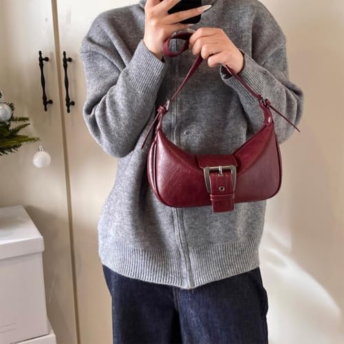 Shoulder Bag for Women Y2k Burgundy Purse