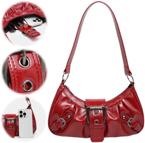 Shoulder Bag for Women Y2k Burgundy Purse