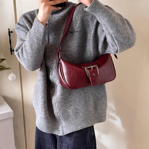 Shoulder Bag for Women Y2k Burgundy Purse