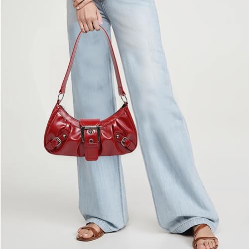 Shoulder Bag for Women Y2k Burgundy Purse