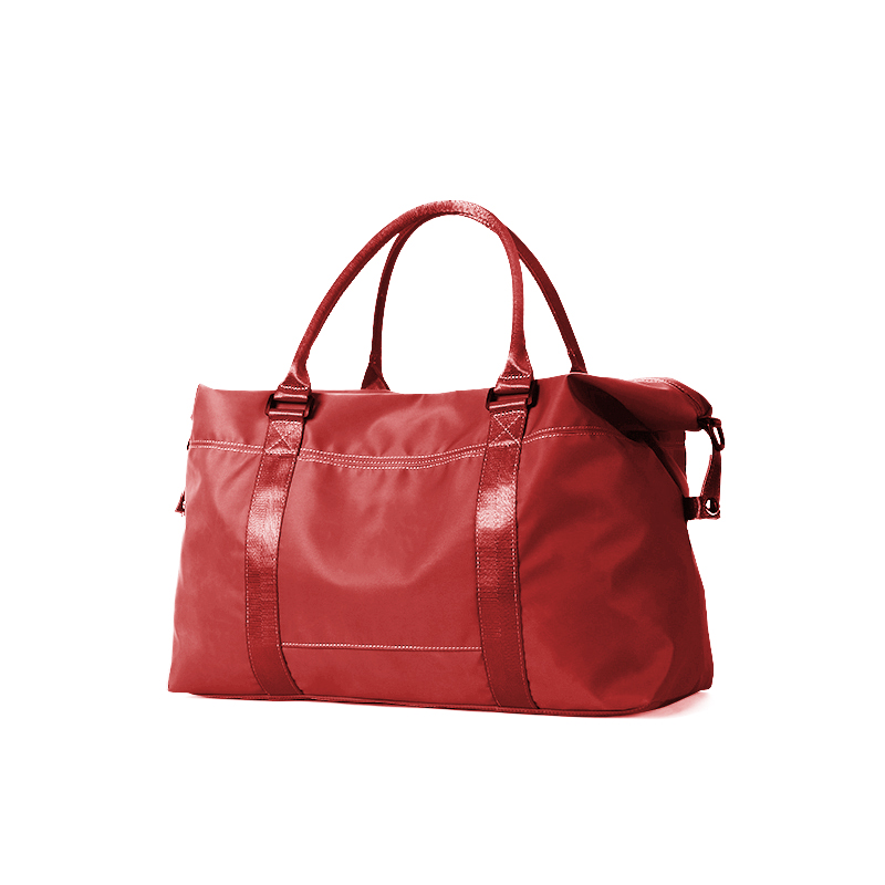 Red Leather Tote Travel Bag