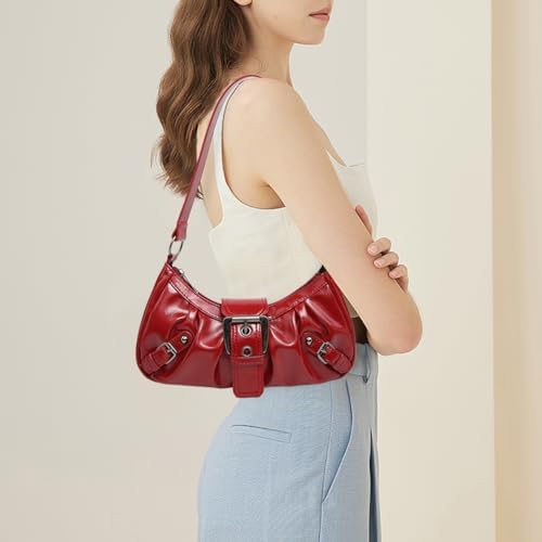 Shoulder Bag for Women Y2k Burgundy Purse