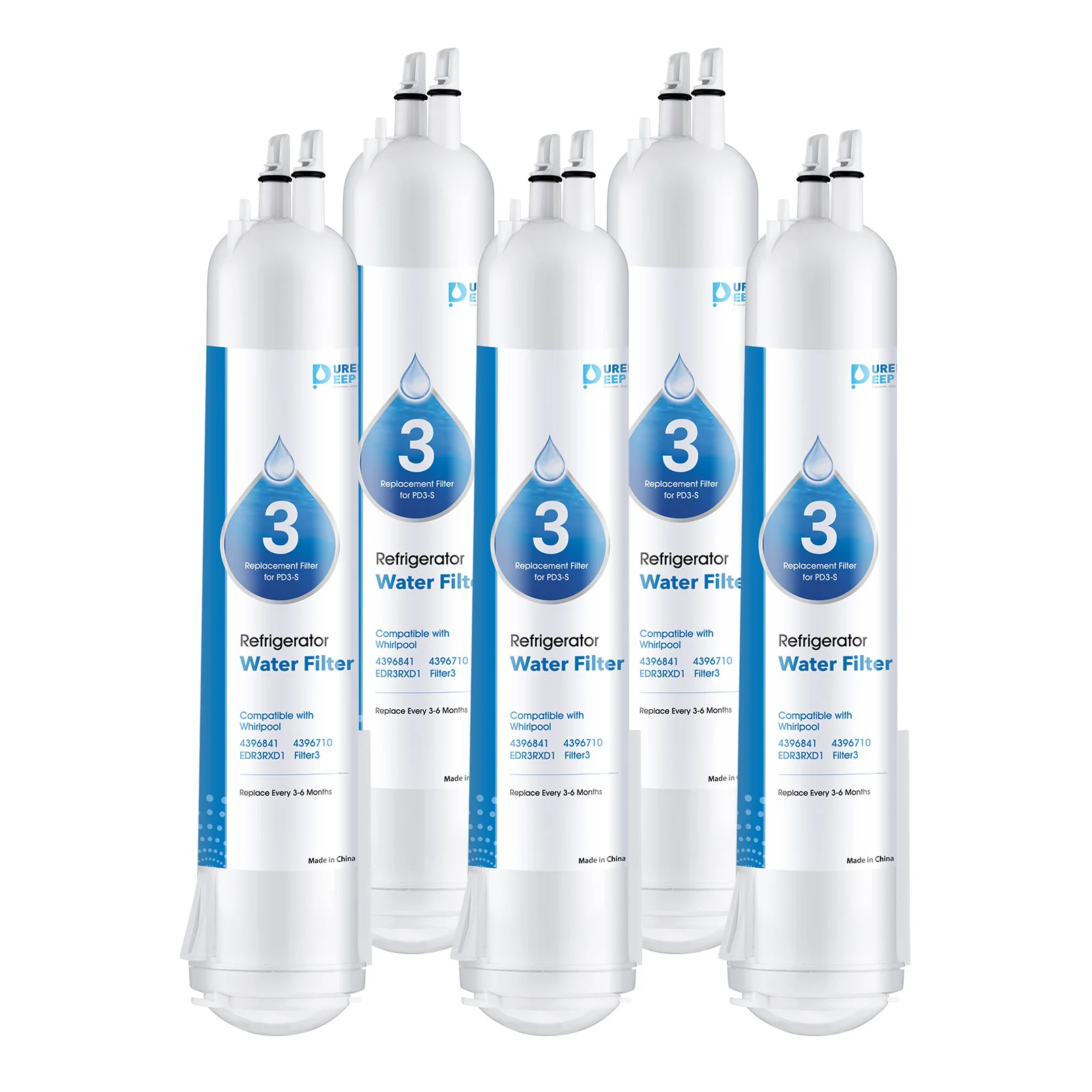 Purerdeep PD3 Compatible EDR3RXD1 Refrigerator Water Filter, 4396841, 4396710 Filter 3