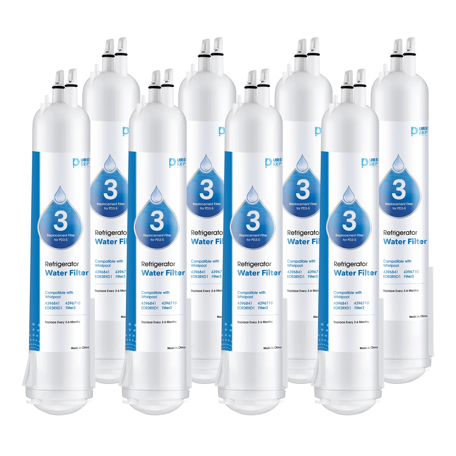 Purerdeep PD3 Compatible EDR3RXD1 Refrigerator Water Filter, 4396841, 4396710 Filter 3