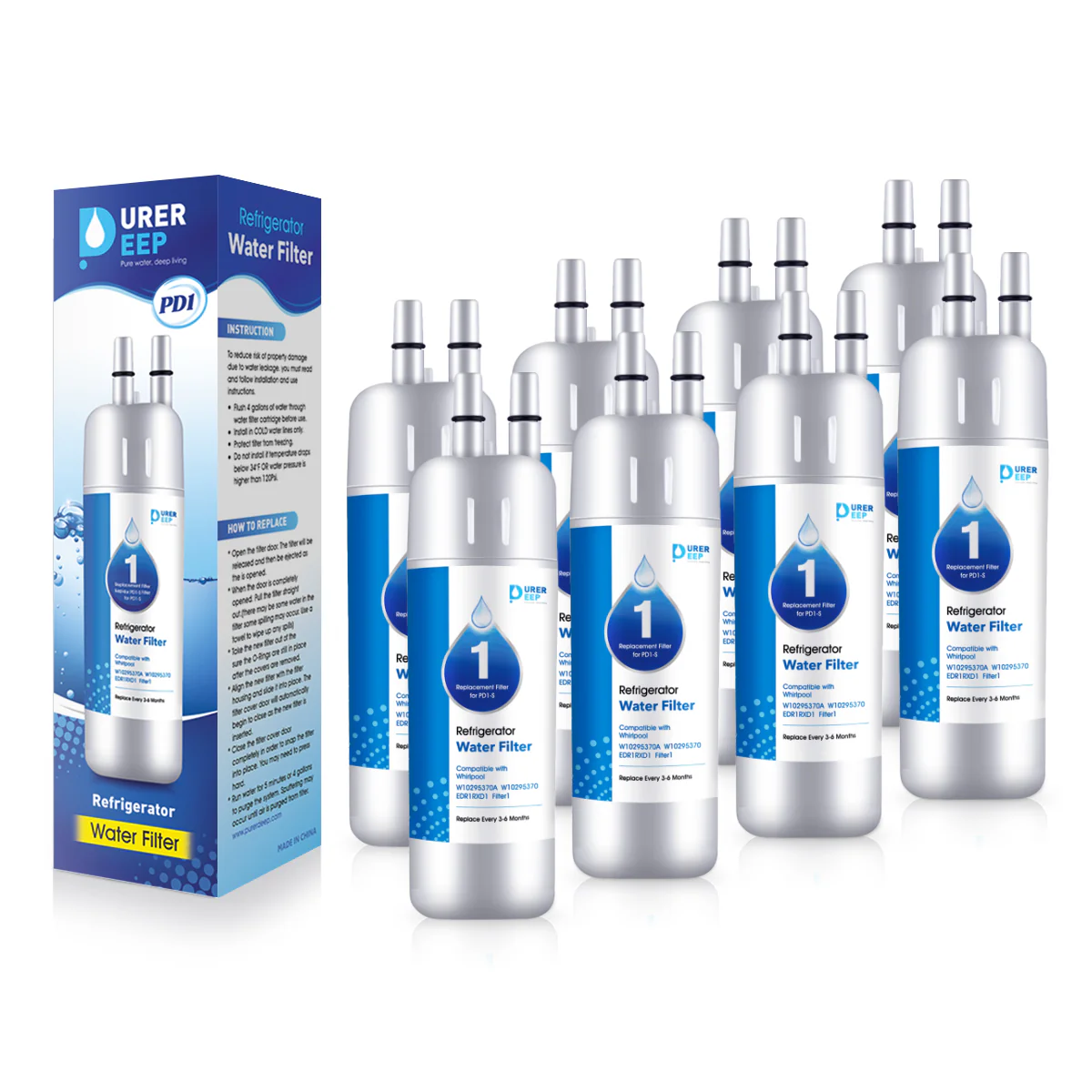 Purerdeep PD1 Compatible with EDR1RXD1, W10295370A, Refrigerator Water Filter 1 Whr1rxd1