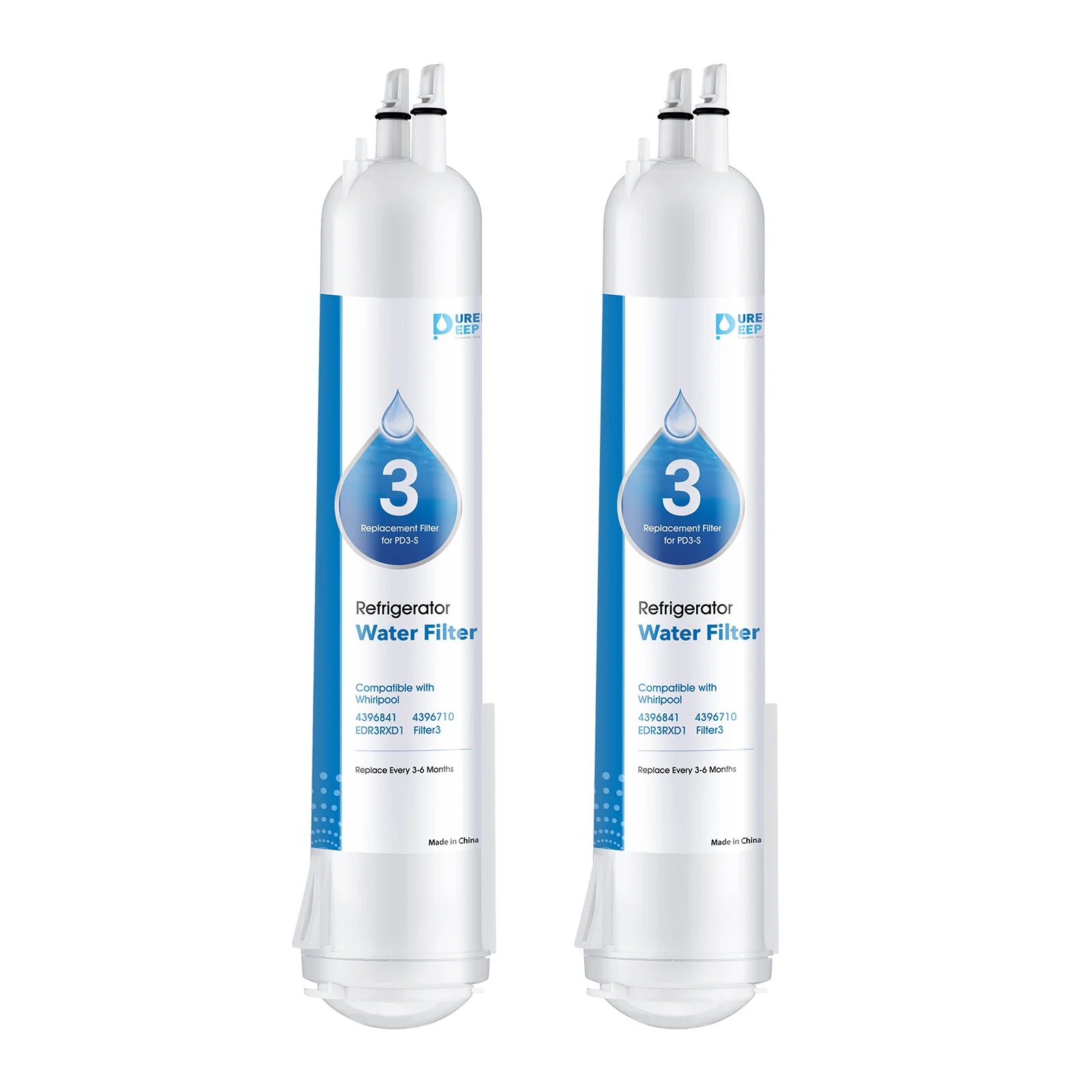 Purerdeep PD3 Compatible EDR3RXD1 Refrigerator Water Filter, 4396841, 4396710 Filter 3