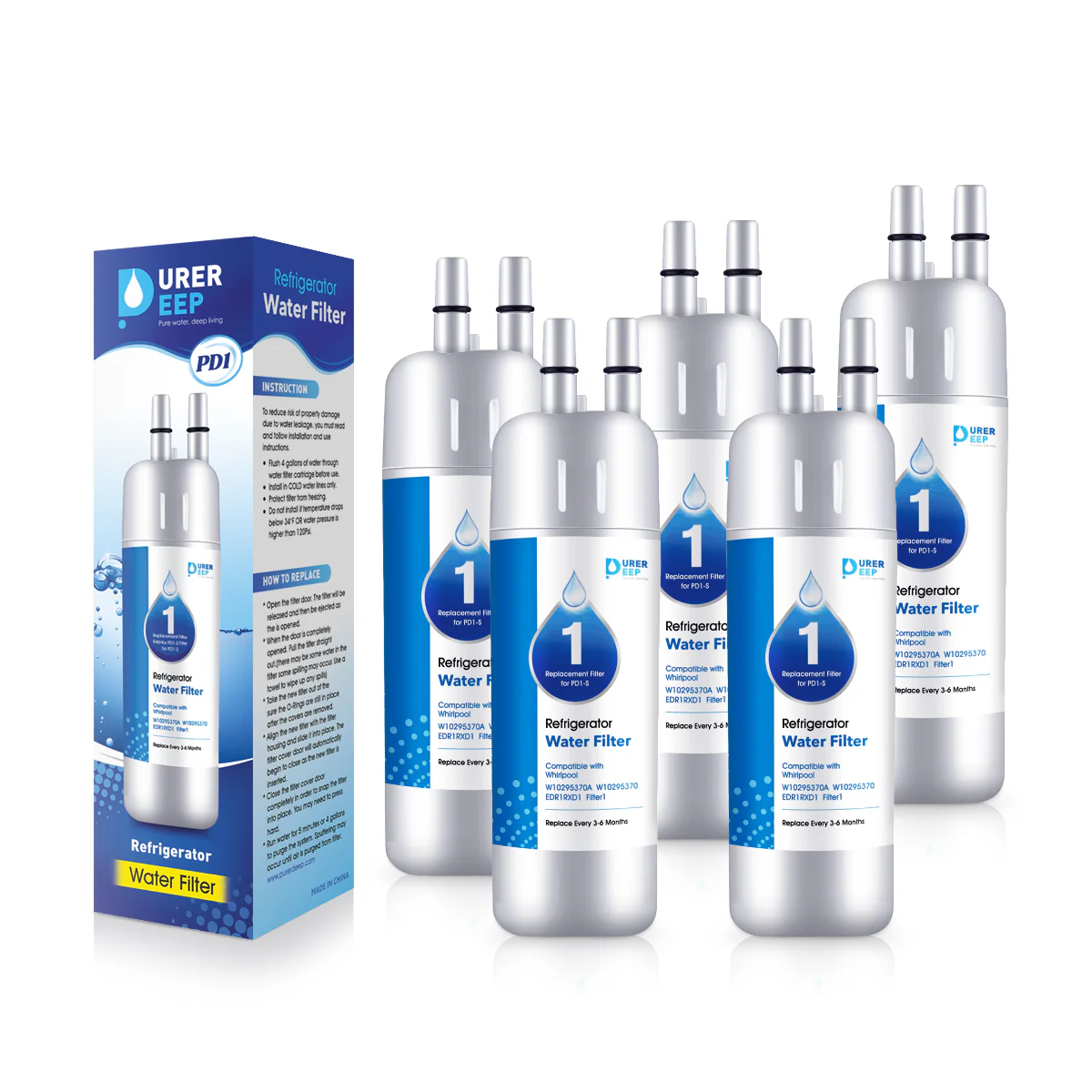 Purerdeep PD1 Compatible with EDR1RXD1, W10295370A, Refrigerator Water Filter 1 Whr1rxd1