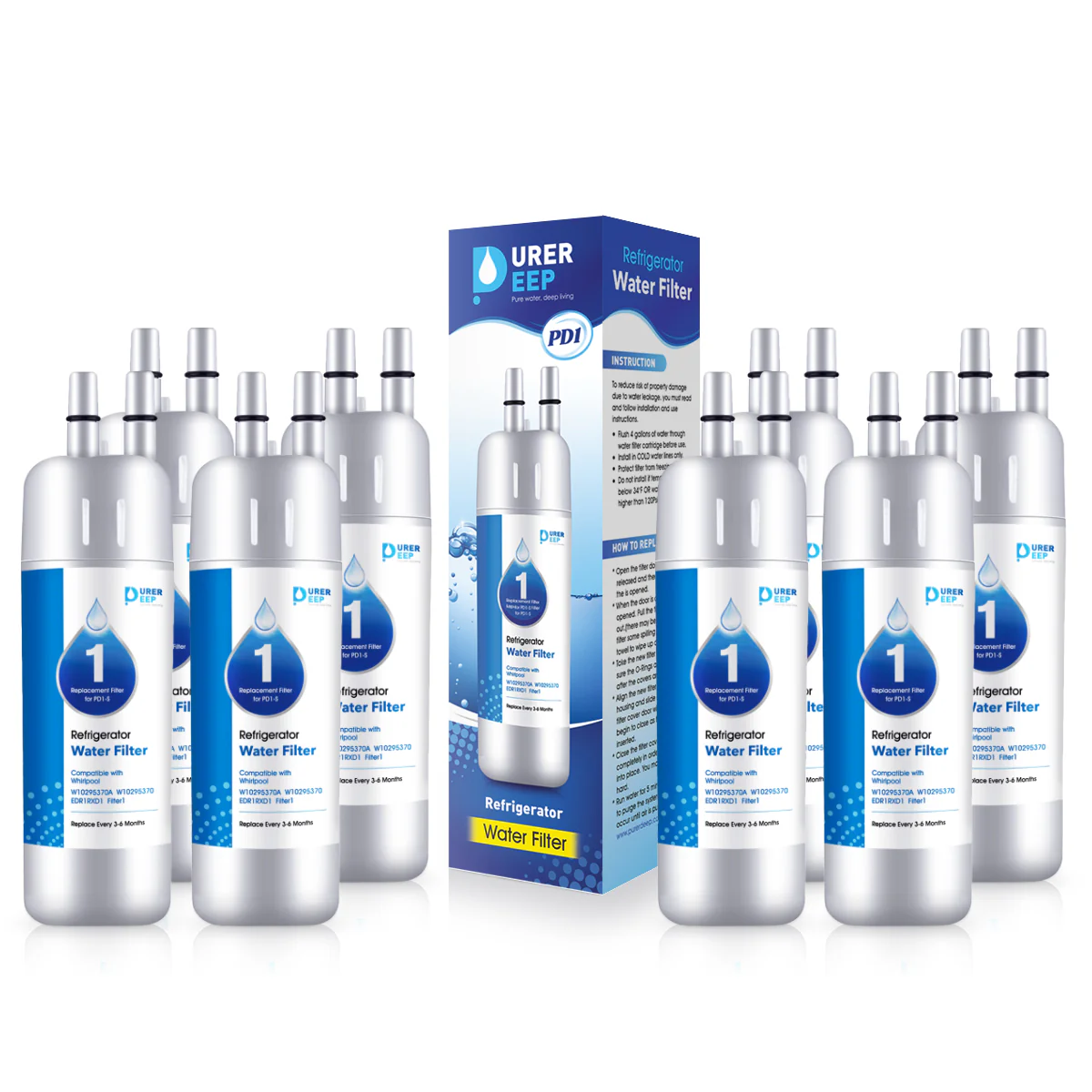 Purerdeep PD1 Compatible with EDR1RXD1, W10295370A, Refrigerator Water Filter 1 Whr1rxd1