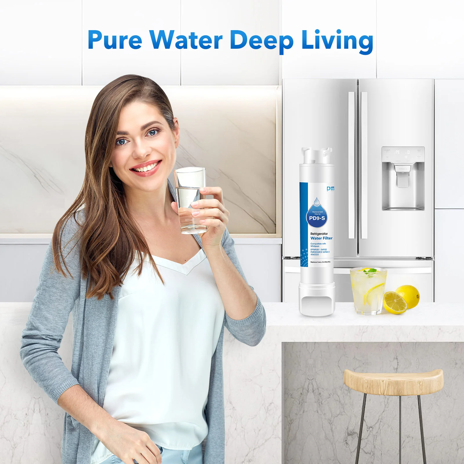 Purerdeep PD9 Compatible with EPTWFU01, EWF02, PureSource Ultra II Refrigerator Water Filter
