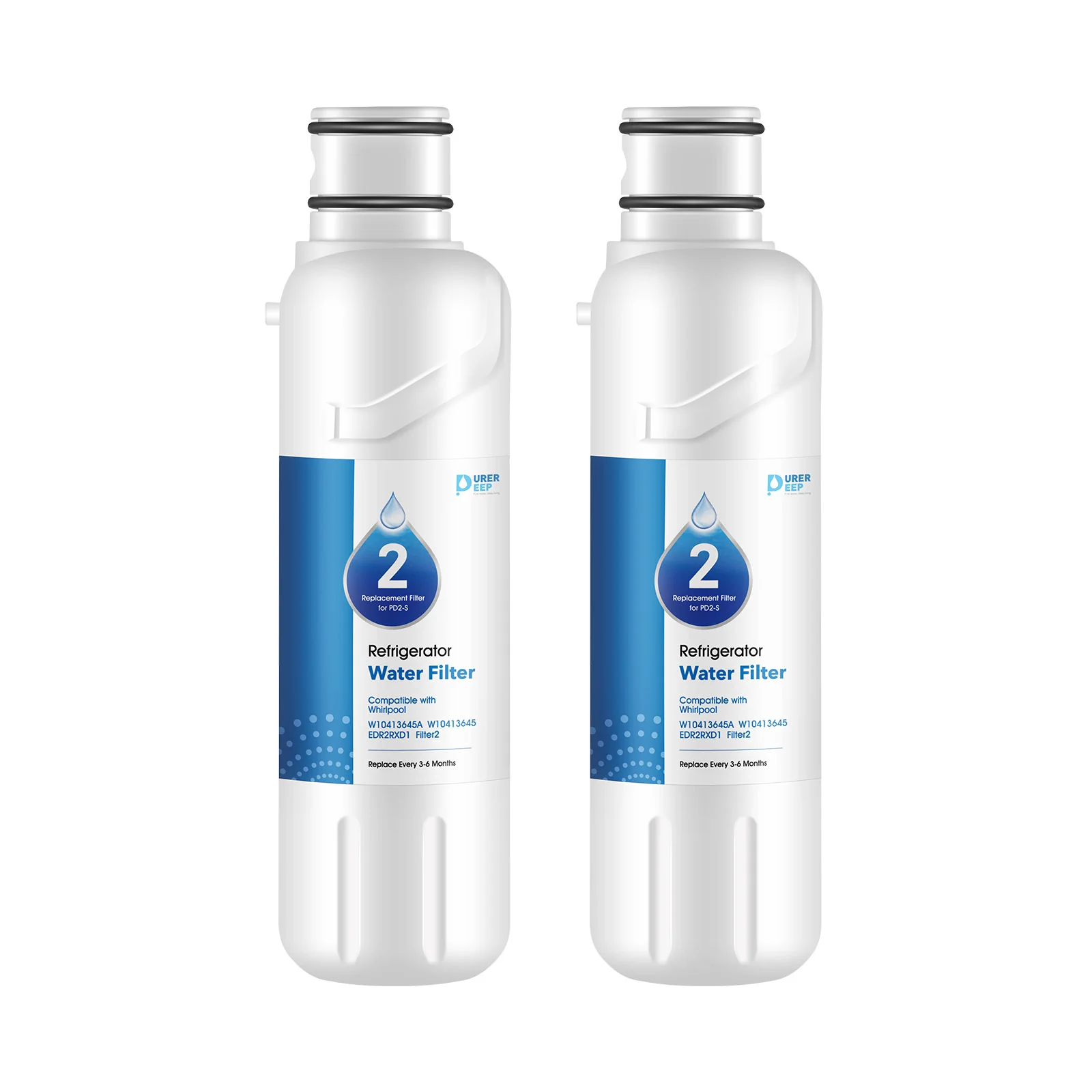 Purerdeep PD2 Compatible EDR2RXD1 Refrigerator Water Filter,W10413645A Filter 2