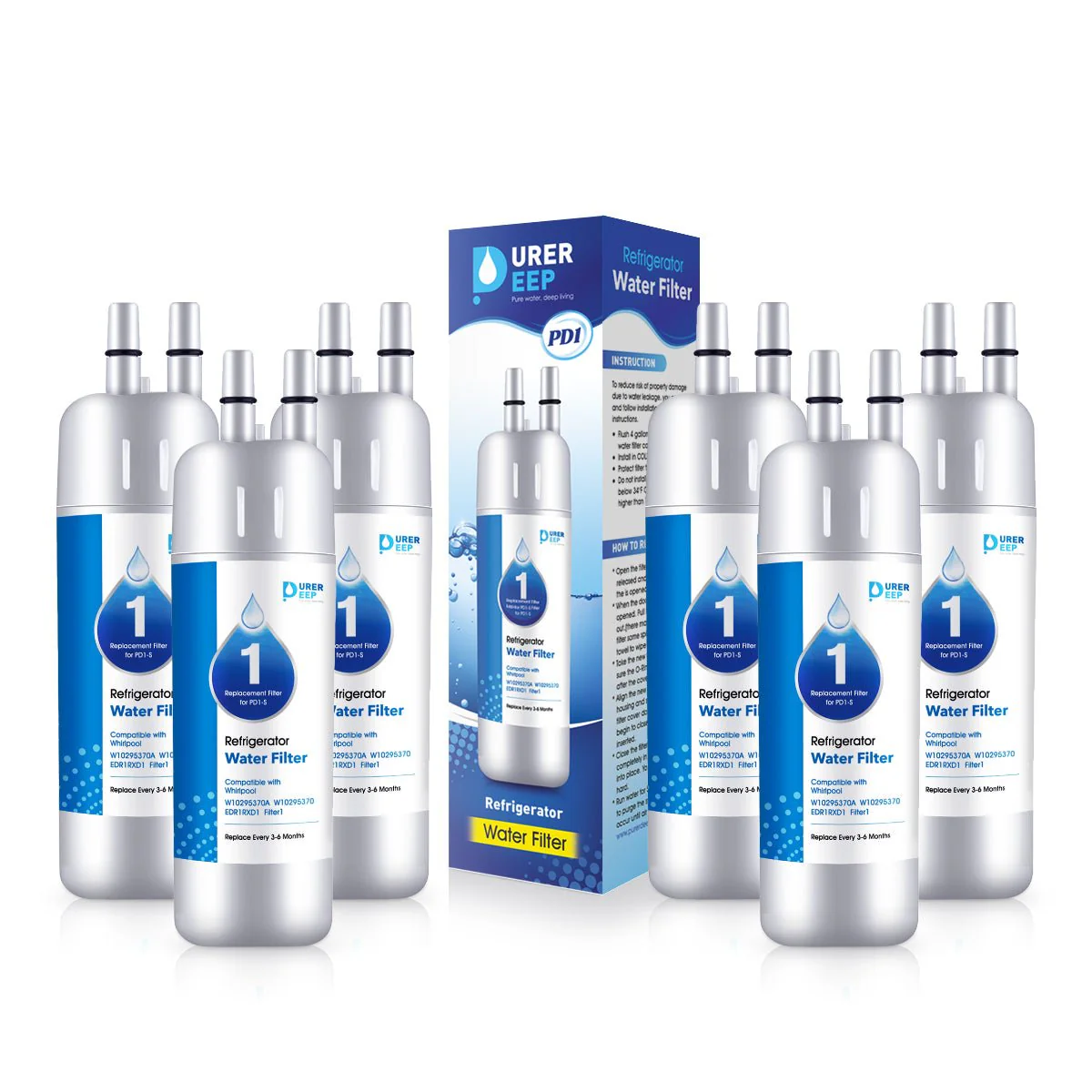 Purerdeep PD1 Compatible with EDR1RXD1, W10295370A, Refrigerator Water Filter 1 Whr1rxd1