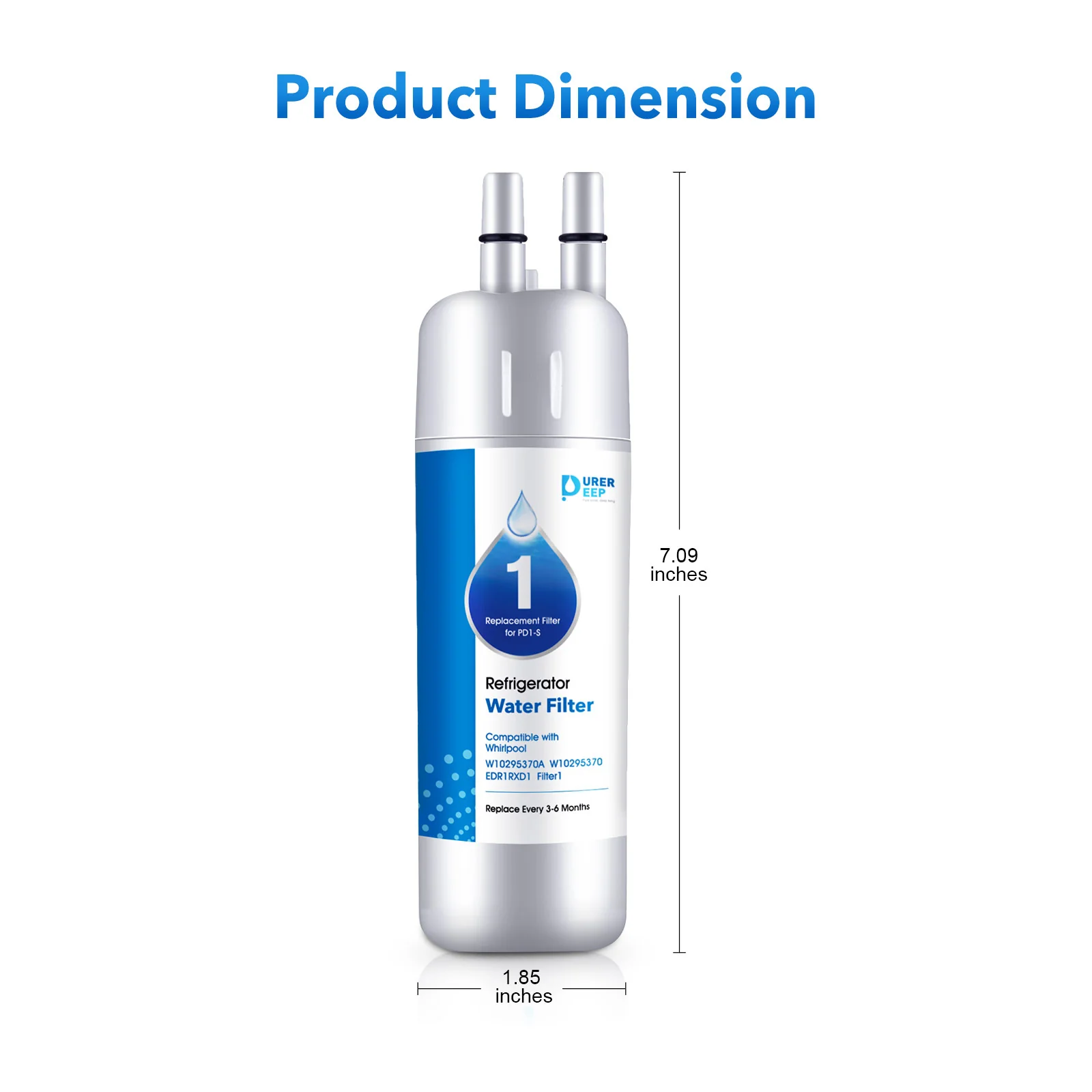 Purerdeep PD1 Compatible with EDR1RXD1, W10295370A, Refrigerator Water Filter 1 Whr1rxd1