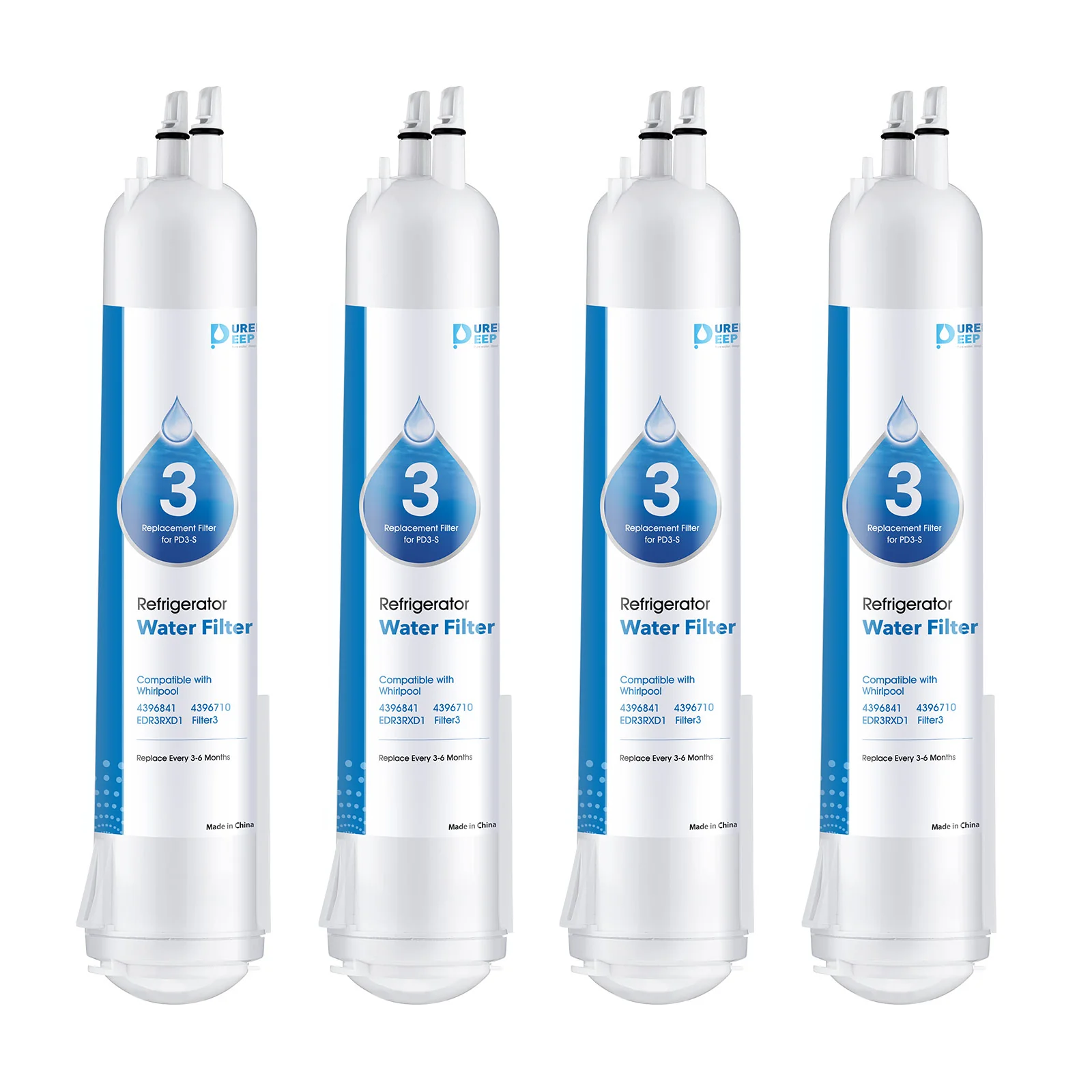 Purerdeep PD3 Compatible EDR3RXD1 Refrigerator Water Filter, 4396841, 4396710 Filter 3