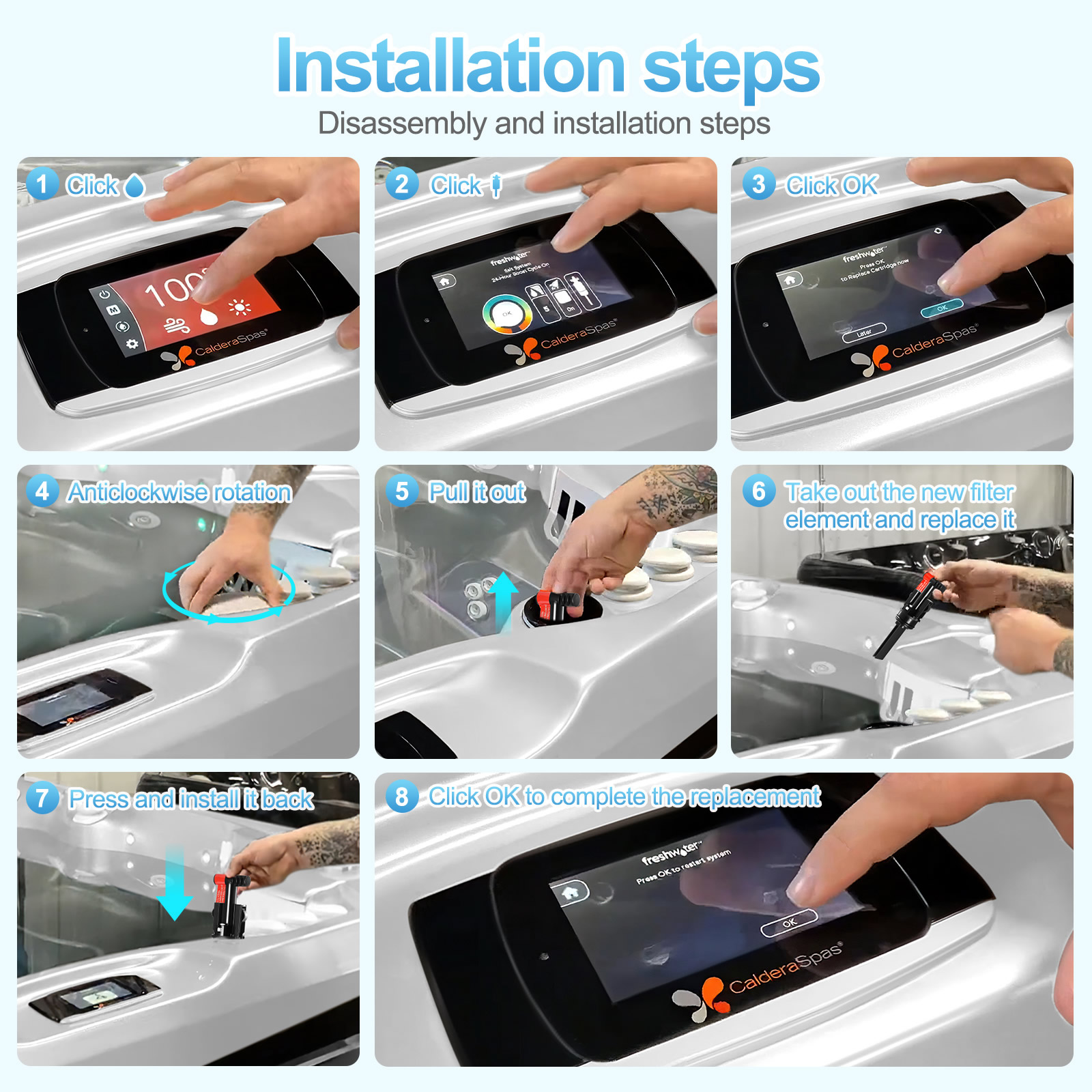 Hot Springs Salt Cartridge Fresh Water Compatible with Hot Springs Hot Tubs, Limelight, Caldera Paradise & Utopia, Freshwater Replacement Salt Cartridge System