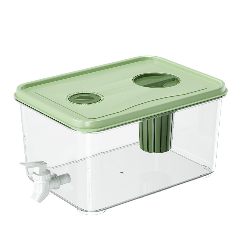 5L Großkapazitäts-Kühlschrank Grüner Kaltwasser-Spender Mit Wasserhahn Filter Behälter Für Früchtetee Saft Getränk Eiswasser-Krug Für Den Haushalt