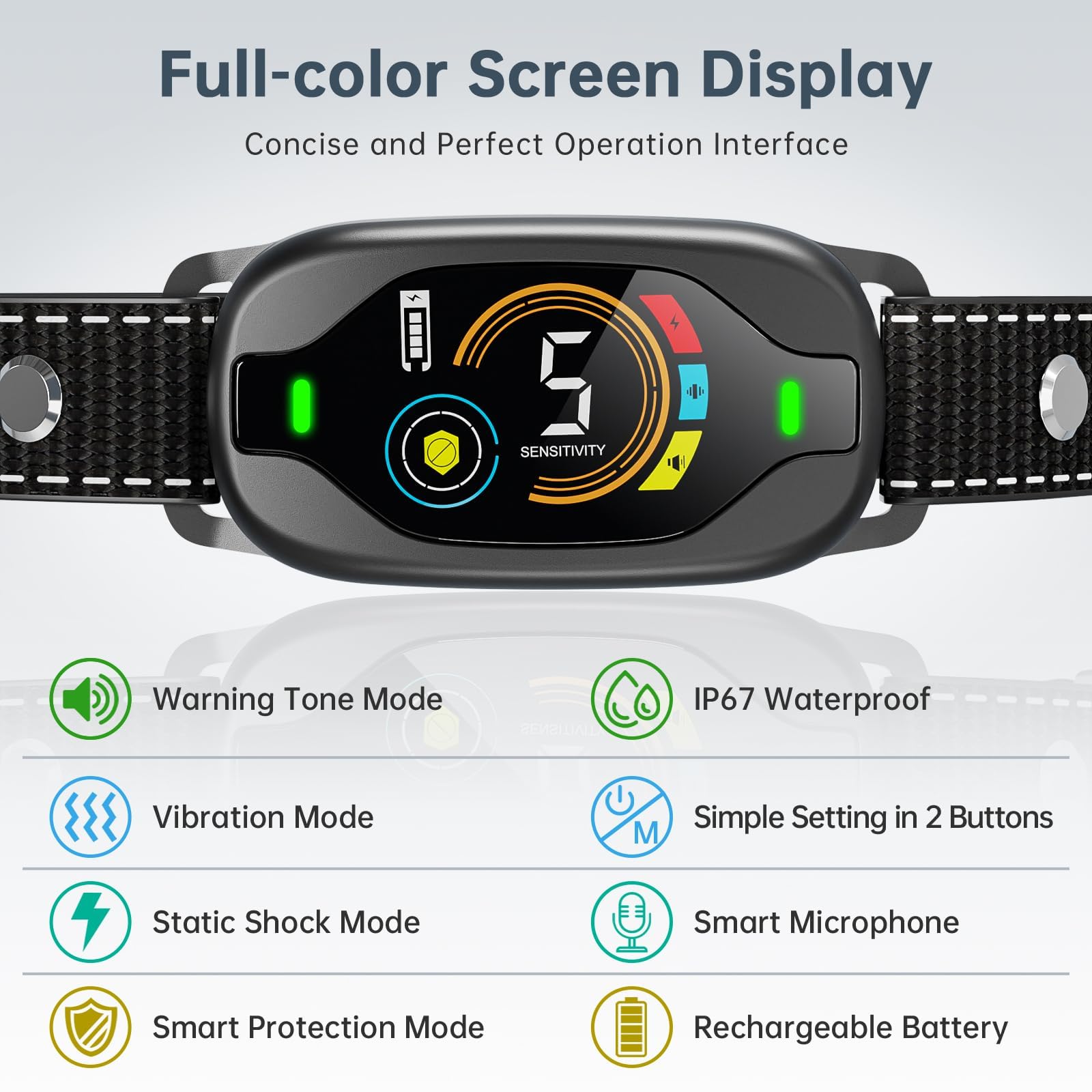 Wiederaufladbares Anti-Bell Hundetrainingshalsband für Haustiere, Anti-Bell Halsbänder für kleine, mittlere und große Hunde, Abschreckungsgeräte mit Ton Vibration