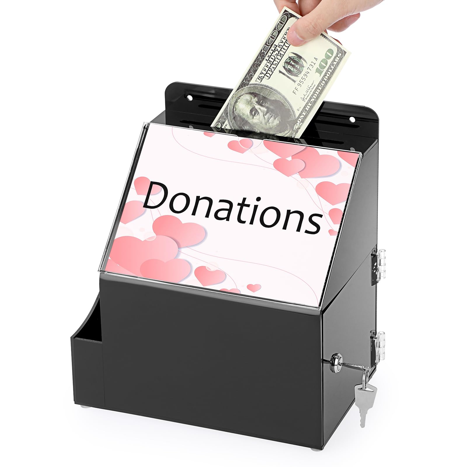 Acryl Vorschlagsbox mit Schloss Wandmontierte Acryl Spendenbox mit Schild Steckplatz, Büro Wahlurne, abschließbare Briefkasten Vorschlags und Kommentarkasten, Schwarz