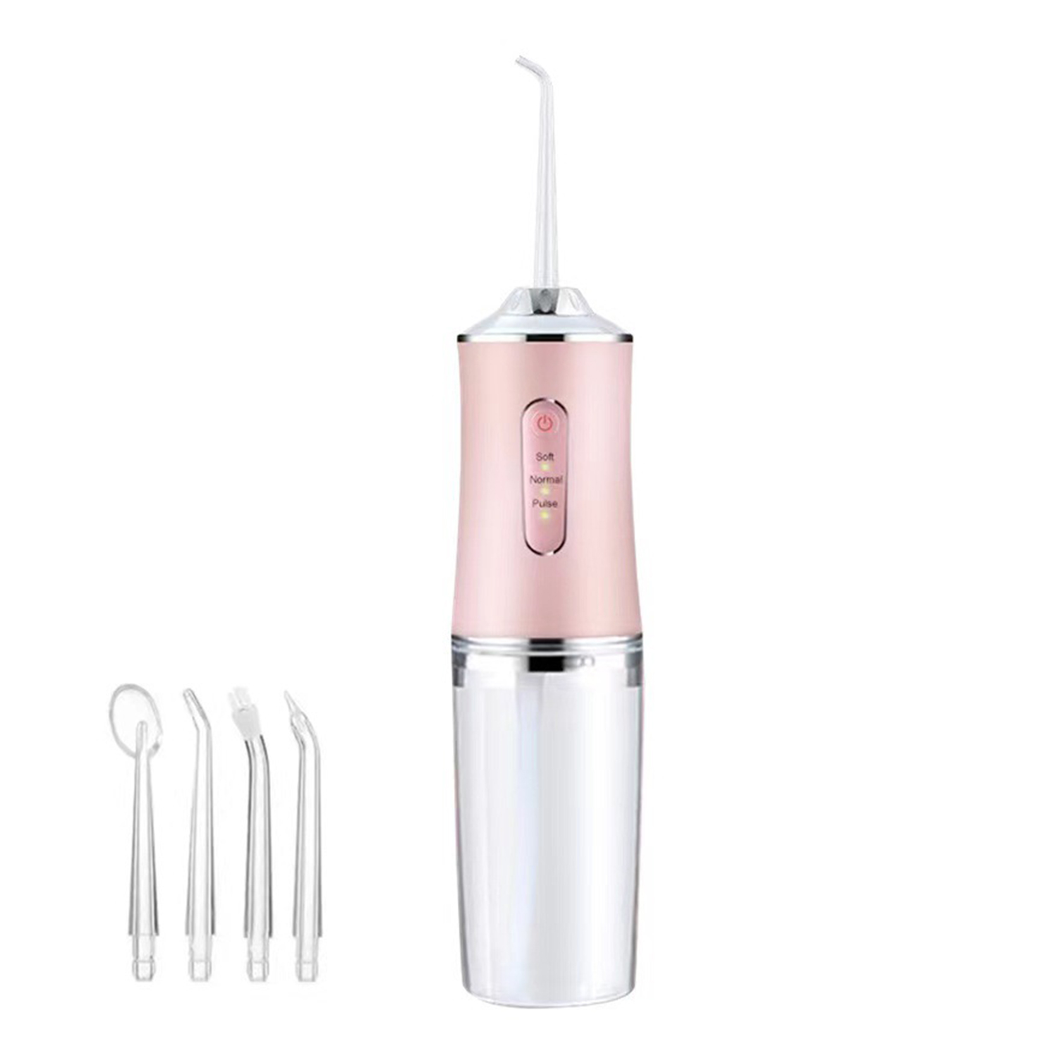Elektrischer Wasserflosser Kabellos für Zähne 3 Modi 4 Jet-Spitzen Reinigung und Zahnseide Wasser Dental Tragbarer Floss Irrigator Orale Wasser Zahnseide Wiederaufladbar Tonsil Stone Reise (Pink)