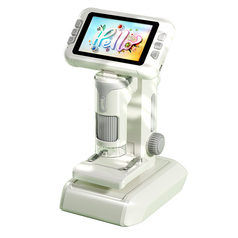 Graues 4-Zoll-HD-Digitalmikroskop 100 1600X Kiids Tragbares Biologie-Spielzeug Mit Foto- und Videoaufnahme Typ C USB