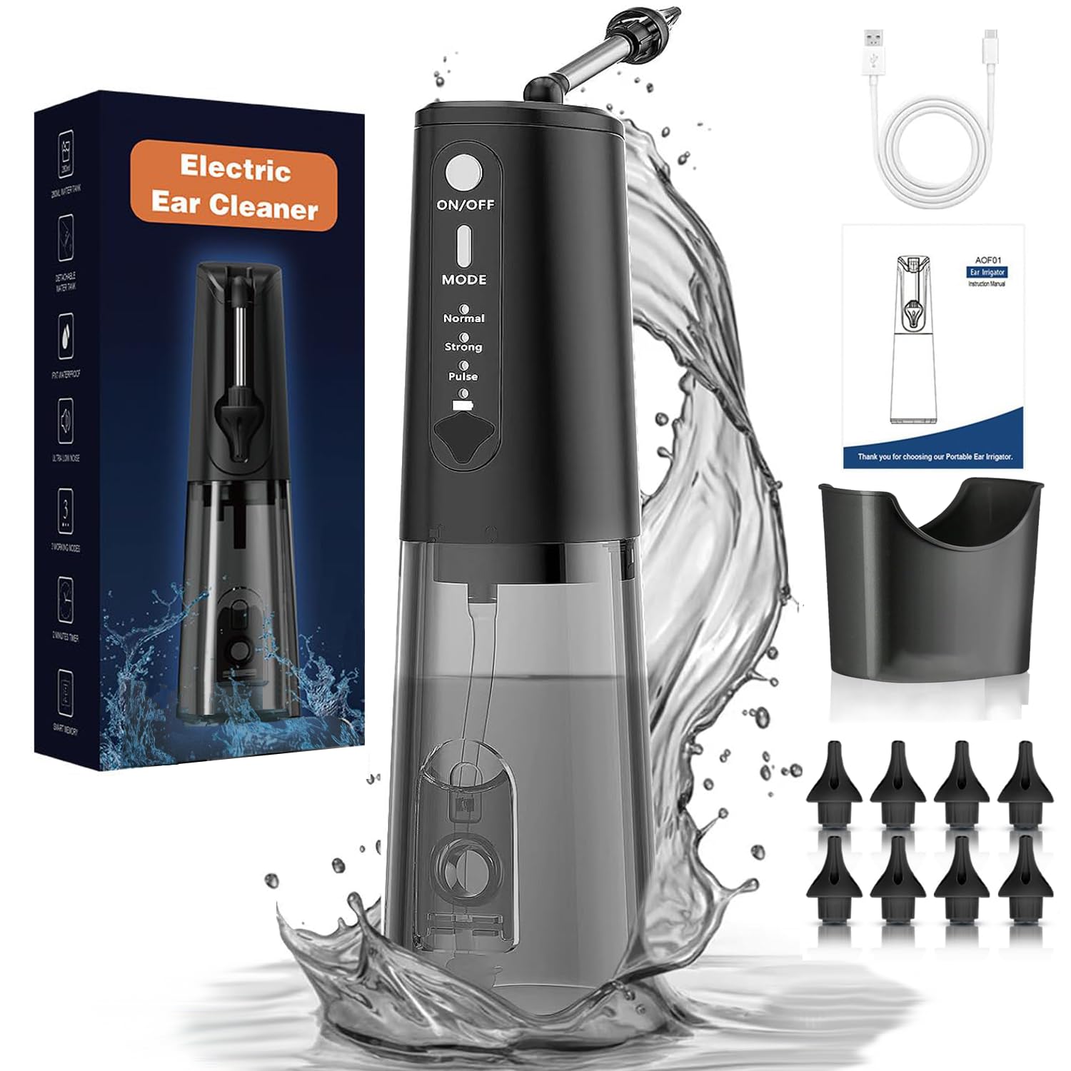 Elektrische Ohrenschmalzentfernung mit 3 Arbeitsmodi Wasser Ohrreiniger für Ohrenschmalzansammlungen, Wiederaufladbares Ohrspülungssystem