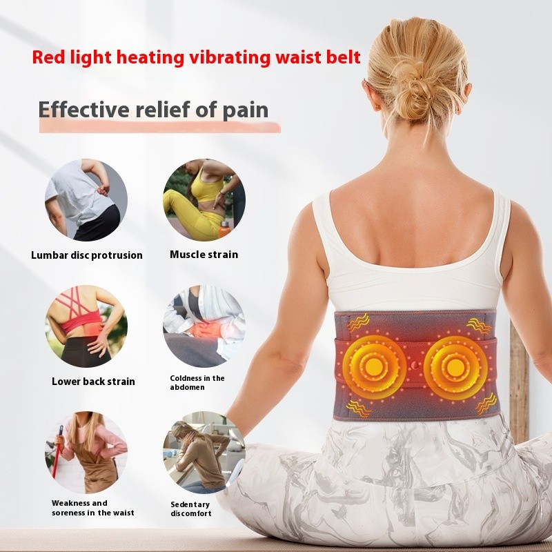 Heizmassage Wärme Lendenwirbel Heizung Taillengurt Wickel Rotlichttherapie 5000mAh 118x20cm Vibration Elektrisches Geburtstagsgeschenk Rücken, Taille, Lendenwirbel COL Grau