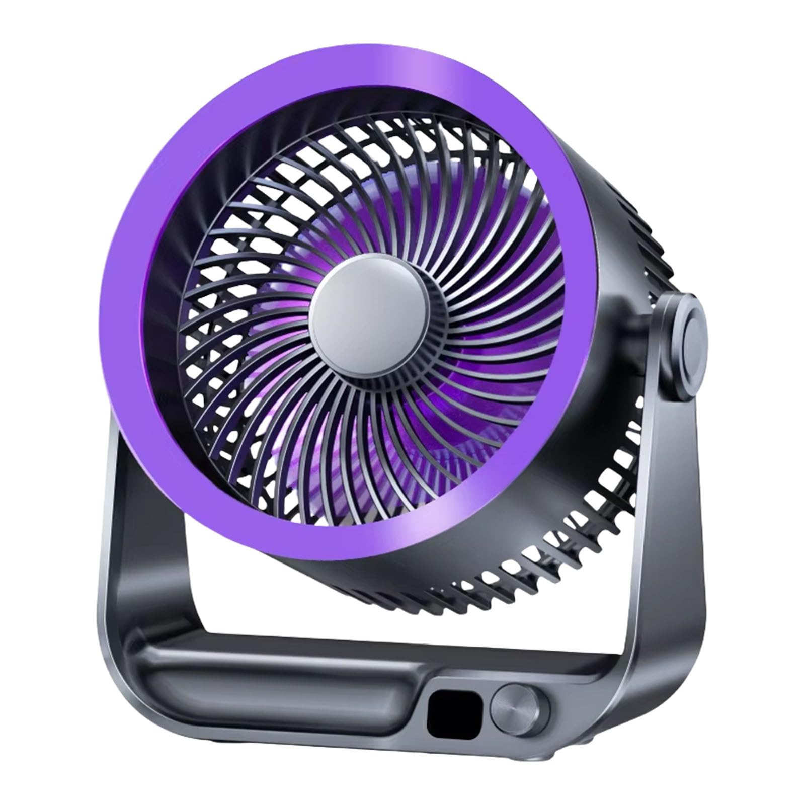 Tragbarer kabelloser Luftzirkulatorventilator, Kühlung für Schlafzimmer Desktop Küche Wohnzimmer, leistungsstarke Kühlung, einstellbare Geschwindigkeit mit Wandaufkleber, Purple