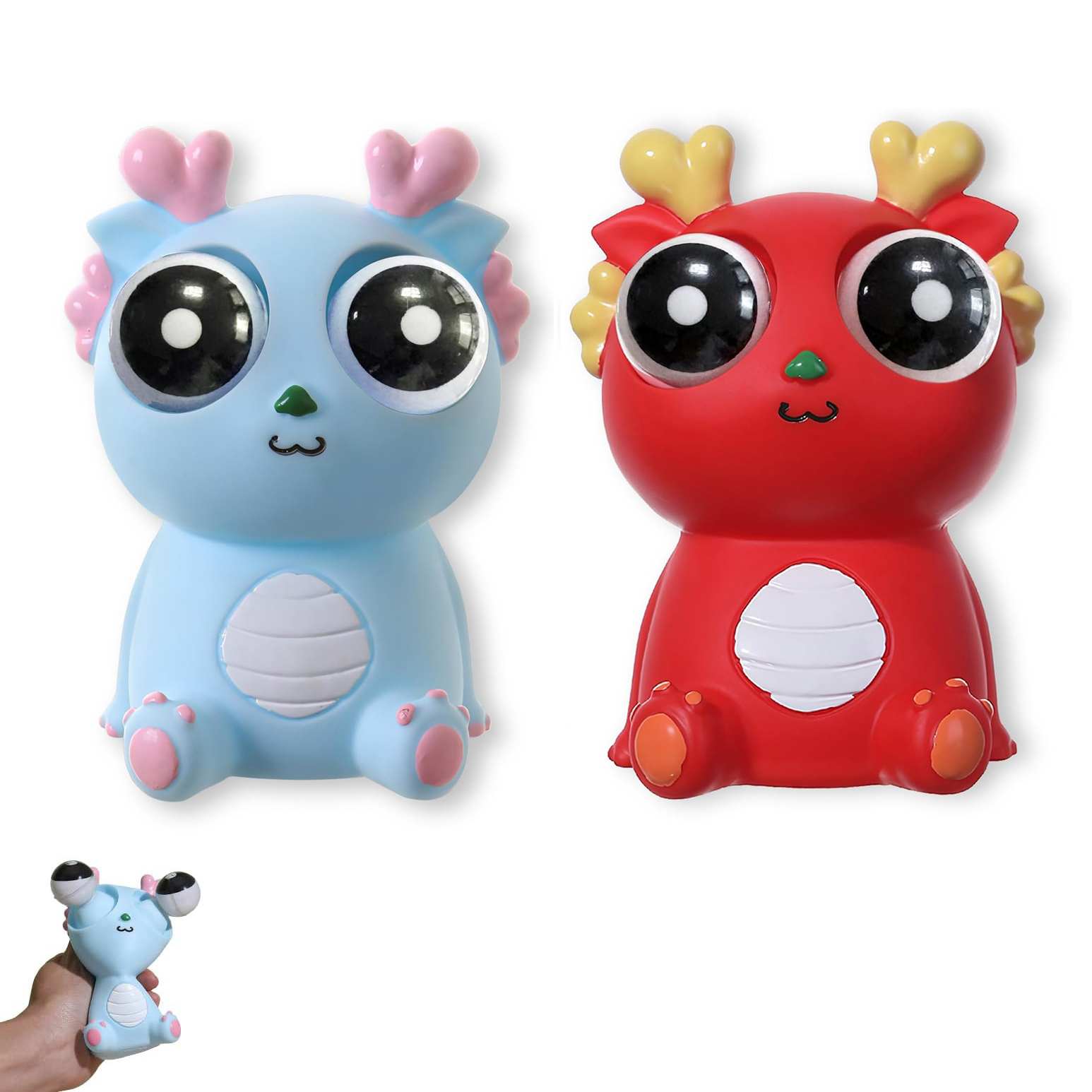 2er Pack Rot Blau Squeeze Stress Relief Toy Dragon Eye Popping Pop Out Eyes Geburtstagsfeier Gefälligkeiten Geschenk