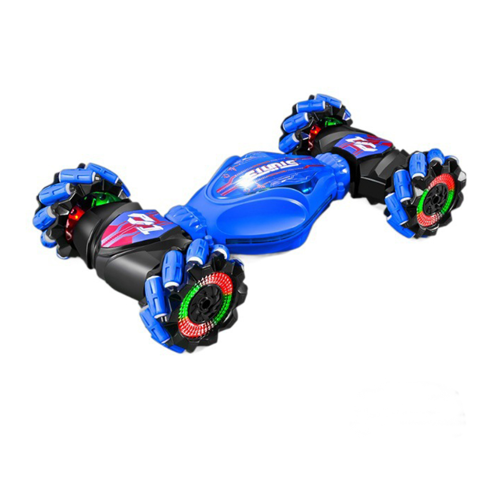 Gesture Sensing RC Stunt Car Spielzeug, 2.4GHz 4WD Handgesteuertes Fernbedienung Twist Auto mit Lichtern Musik, Geburtstagsgeschenke für Kinder (Blau)