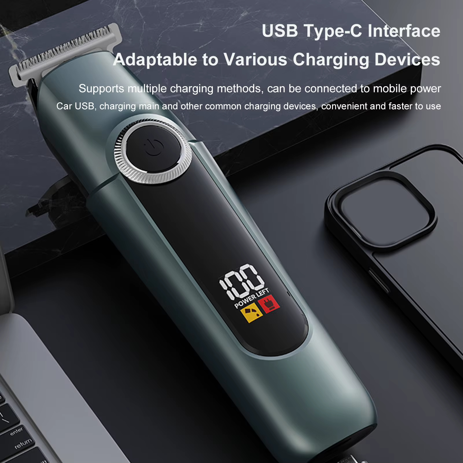 Kabellose Haarschneidemaschine Trimmer Friseur 5-in-1 Bart- und Nasenrasierer mit LED-Digitalanzeige Wiederaufladbares Haarschneide-Set Wasserdicht Für Männer Farbe Schwarz