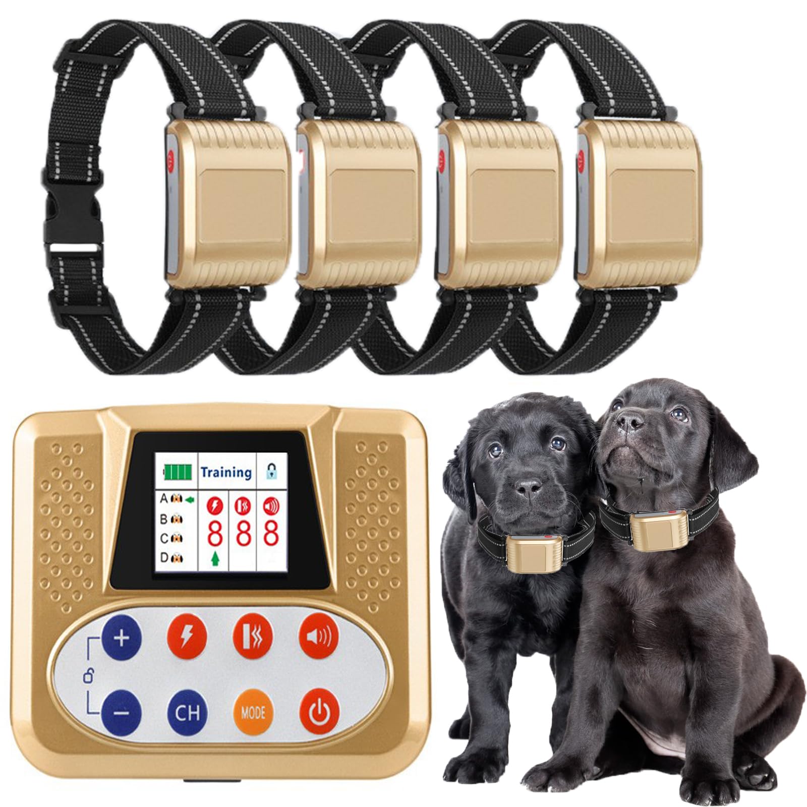 Wireless Dog Fence Elektrisches Haustier-Trainingshalsband für 4 Hunde, Einstellbarer Kontrollbereich 2000 Fuß, Wasserdicht, Vibrationsschock, Geeignet für große und mittelgroße Hunde