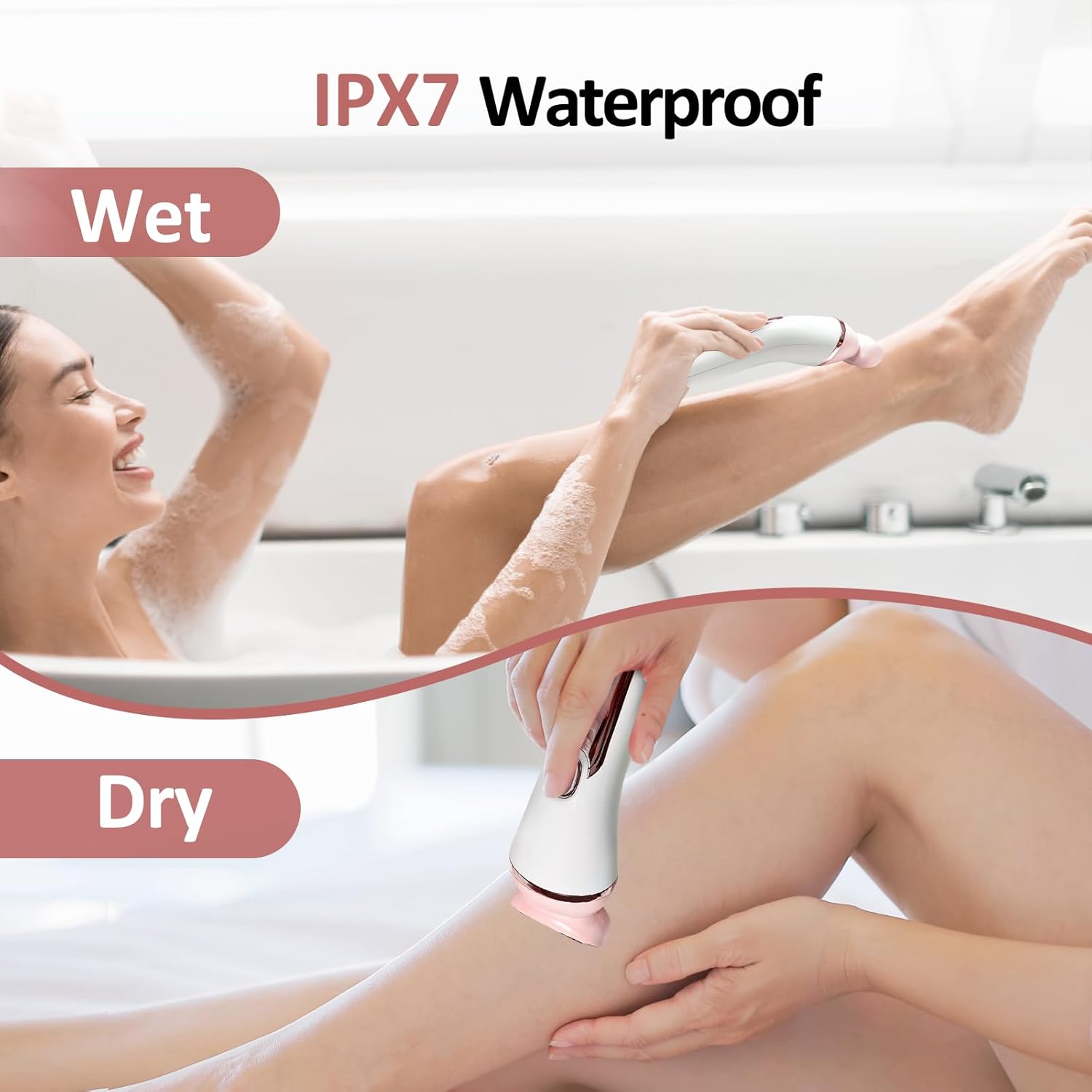 Epilierer für Frauen, 6 in 1 Haarentfernung Epilierer, Rasierer, Gesicht Rasierer, Gesichtsreinigungsbürste, Gesichtsmassage und Körperpeeling, Haarentfernung für Frauen (Pink)