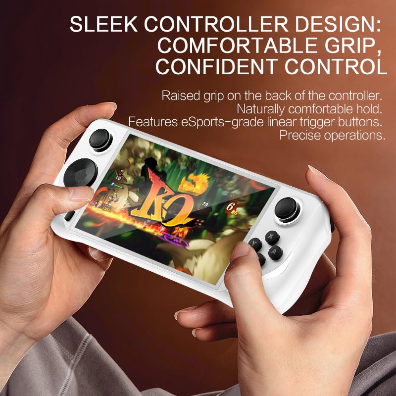 5Zoll Retro Spiel Android Konsole IPS 32GB TF Karte 6000+Spiele 13 Emulatoren Tragbare Konsole PSP MINI N64 Schnelle Kühlung Weihnachts Geburtstagsgeschenk COL Weiß