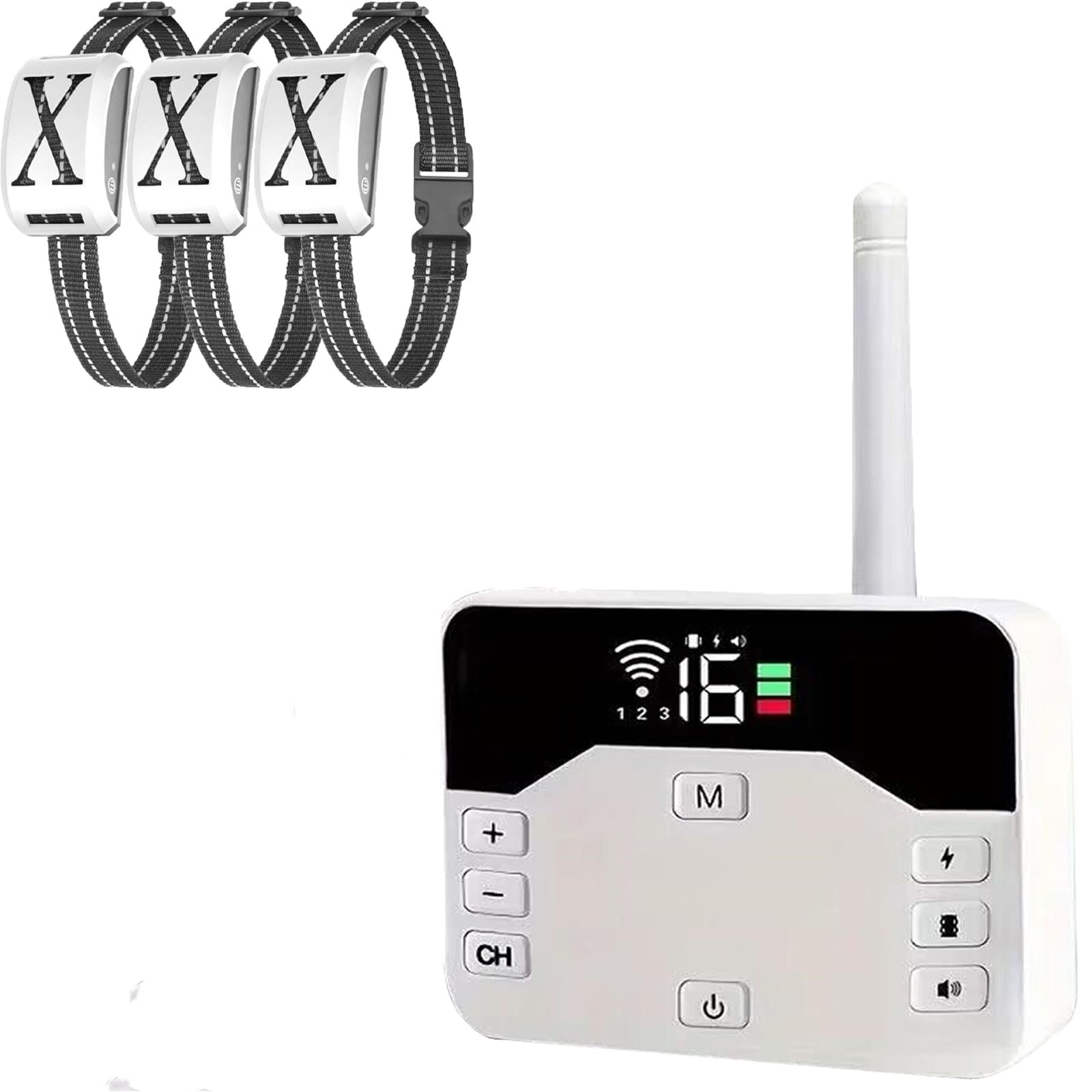 2-in-1 Wireless Hundezaundersystem mit Ferntrainingshalsband Elektrischer Zaun Einstellbarer Bereich Wasserdichter Empfänger Vibrations- und Schockmodi für 3 Hunde