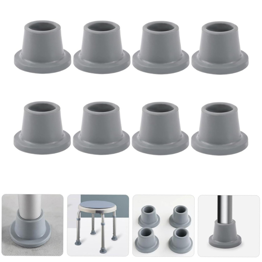 8 STK 1-1/8 Zoll Innendurchmesser Ersatz Duschstuhl Füße Rutschfeste Gummisaugfuß Metalleinsatz Verstärkung Unterstützungszubehör