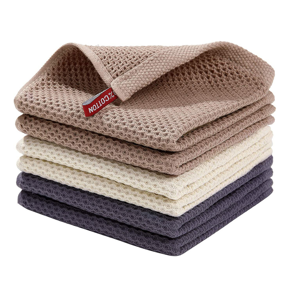 6er Pack Mehrfarbig 12inchx12inch Baumwolle Waffel Jacquard Küchenhandtücher Geschirrtücher Reinigungstücher Geschenkset