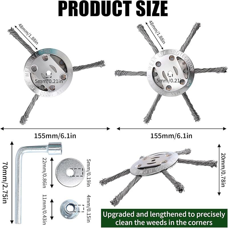 2er-Pack Stahl-Draht-Trimmerkopf 6 Zoll 6-Klinge und 3-Klinge Ersatz für String Trimmer Unkrautentferner-Werkzeug Rasenmäher