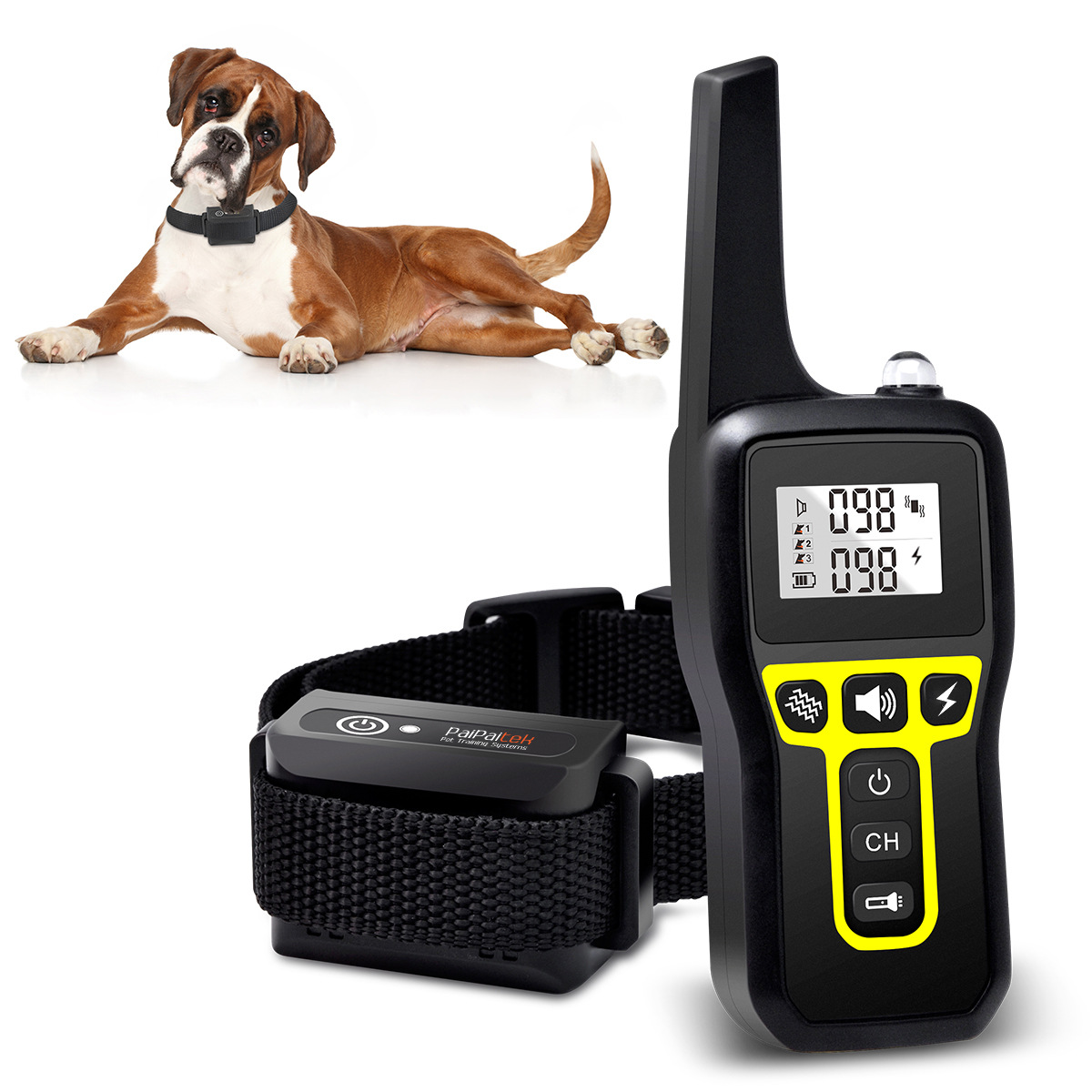 Bark Collar mit Fernbedienung, 3300Ft Trainingshalsband mit Beep, Vibration, IPX7 wasserdichte Hundetrainingshalsbänder für kleine, mittlere und große Hunde, Gelb