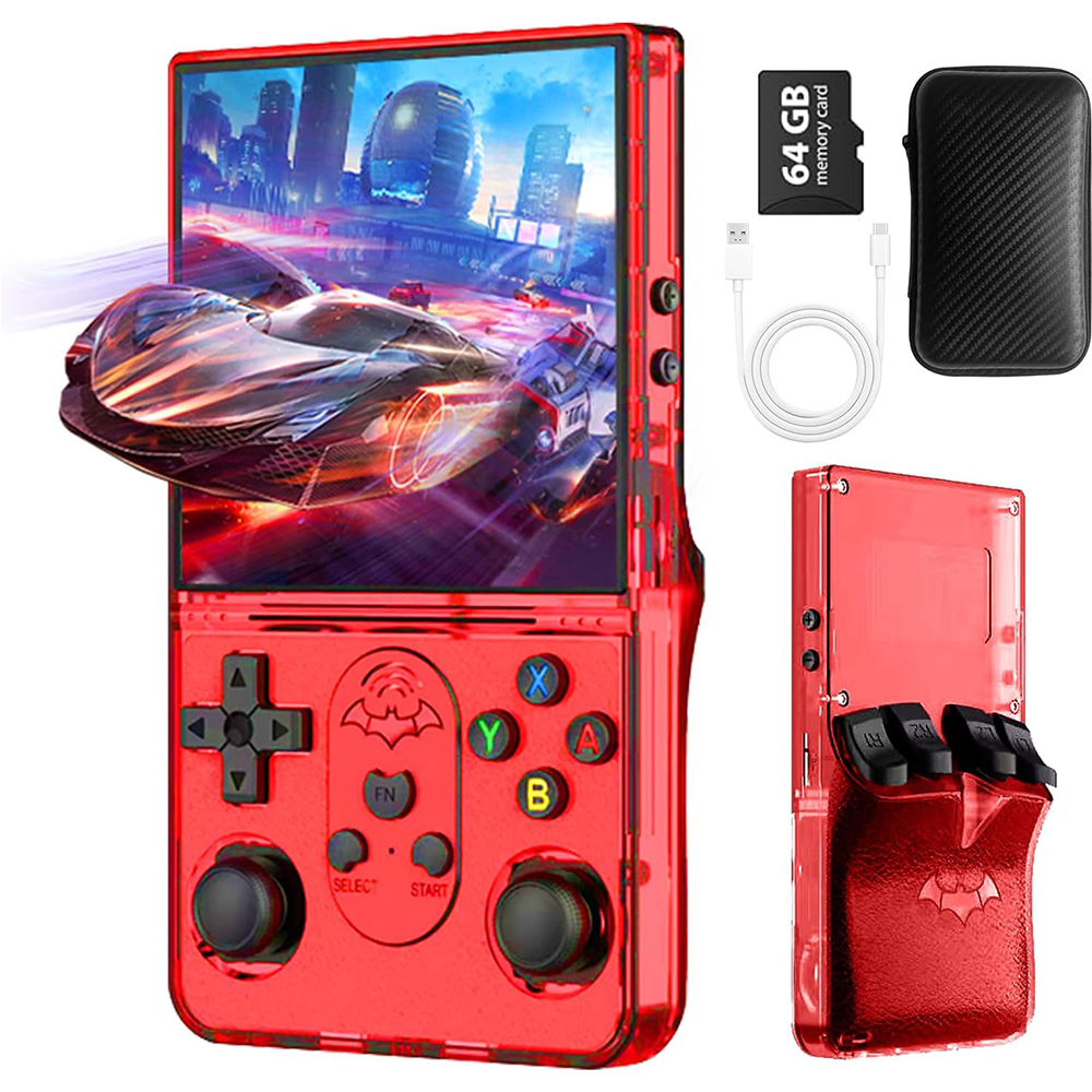S600 Retro Gaming Console, Handheld Console 4.0 Zoll Bildschirm Linux System mit 64G TF Karte, Unterstützung für 10+ Simulatoren, Wiederaufladbare Tragbare Spielekonsole (Rot)