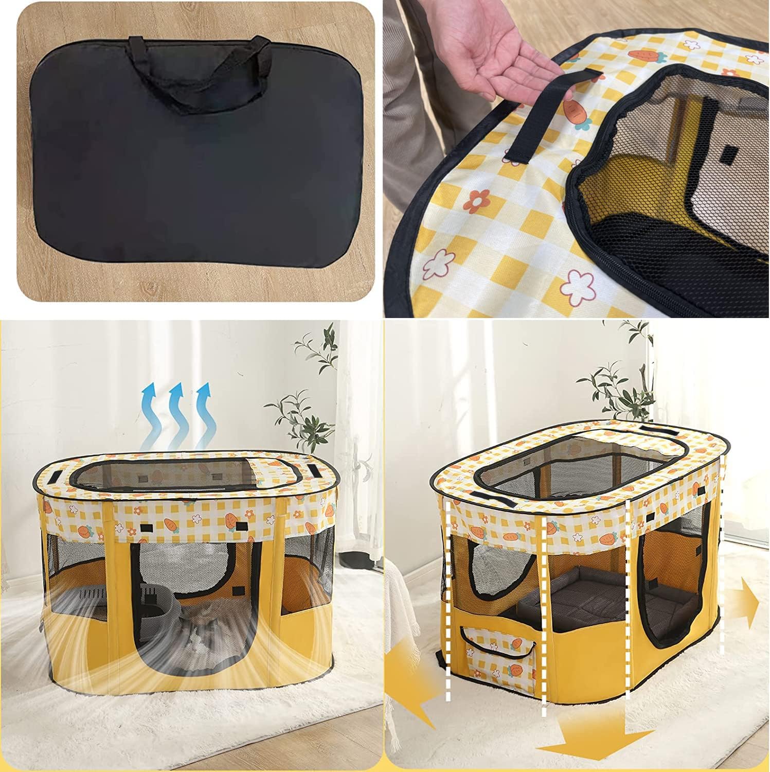Größe L 80*60*55CM Katzenmutterstift Faltbare Hunde- und Katzentransportbox Welpen Haustierhöhle Laufstall für Kätzchen und Welpen Haustierzubehör