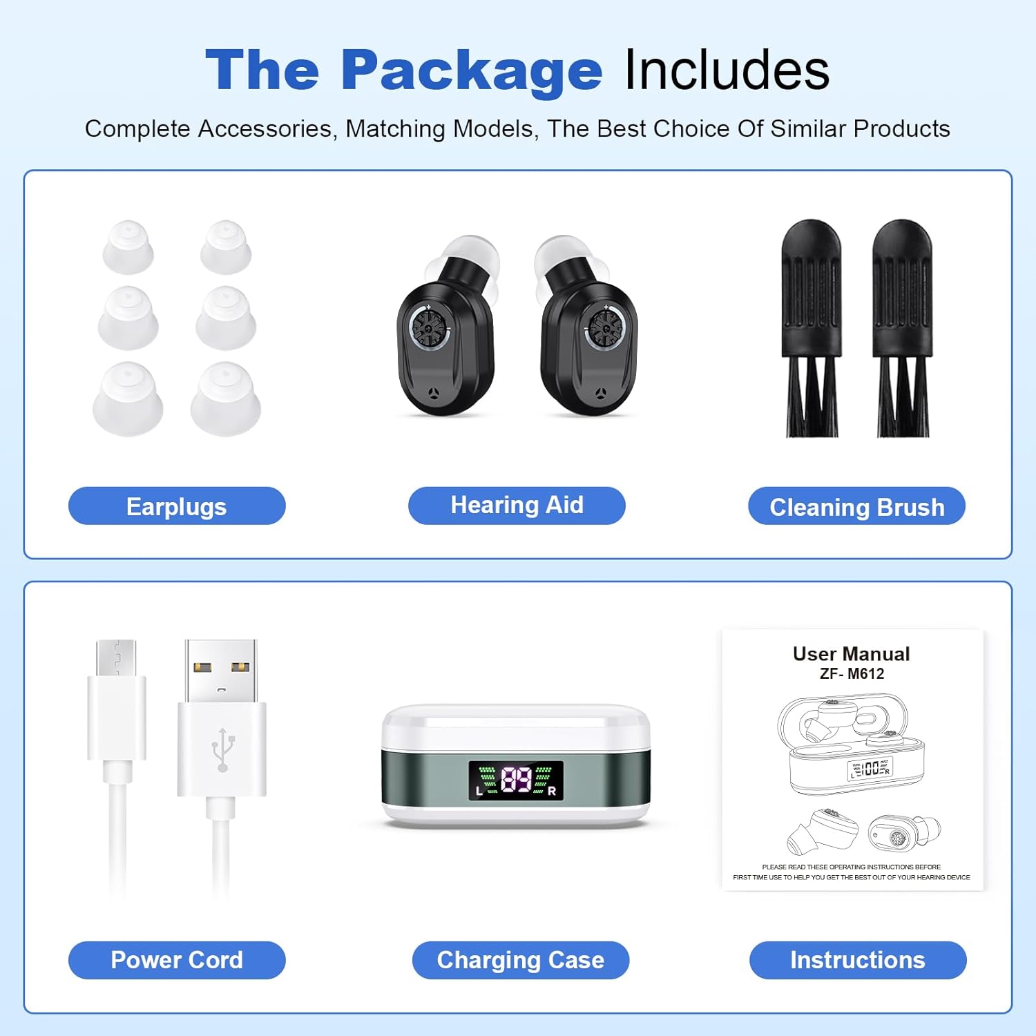 Hörgeräte für Senioren Wiederaufladbar, Hörverstärker mit Geräuschunterdrückung für Hörverlust, Hörhilfegeräte mit Lautstärkeregler (Schwarz)