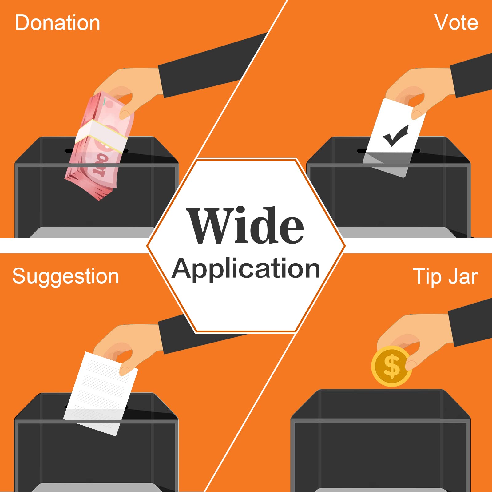 Transparente Spendendose mit Schloss, Wahlurne mit Schildhalter, Vorschlagsbox-Aufbewahrungsbehälter für Abstimmungen, Tombolabox, Trinkgeldbehälter 6.2